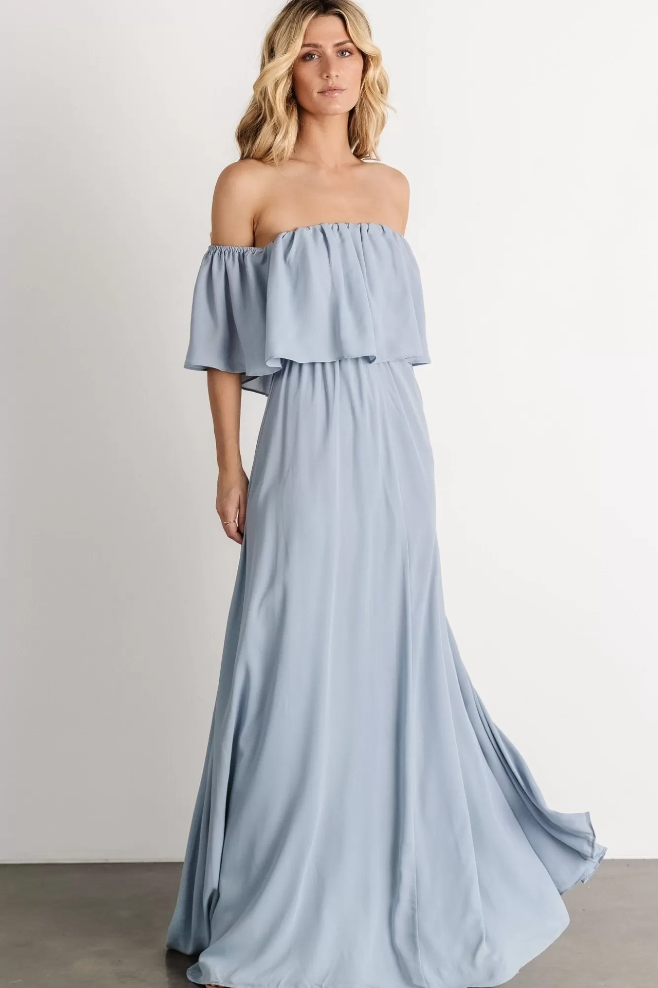 Baltic Born Maxi Dresses | Maxi Dresses | Diana Off Shoulder Maxi Dress | Light Blue