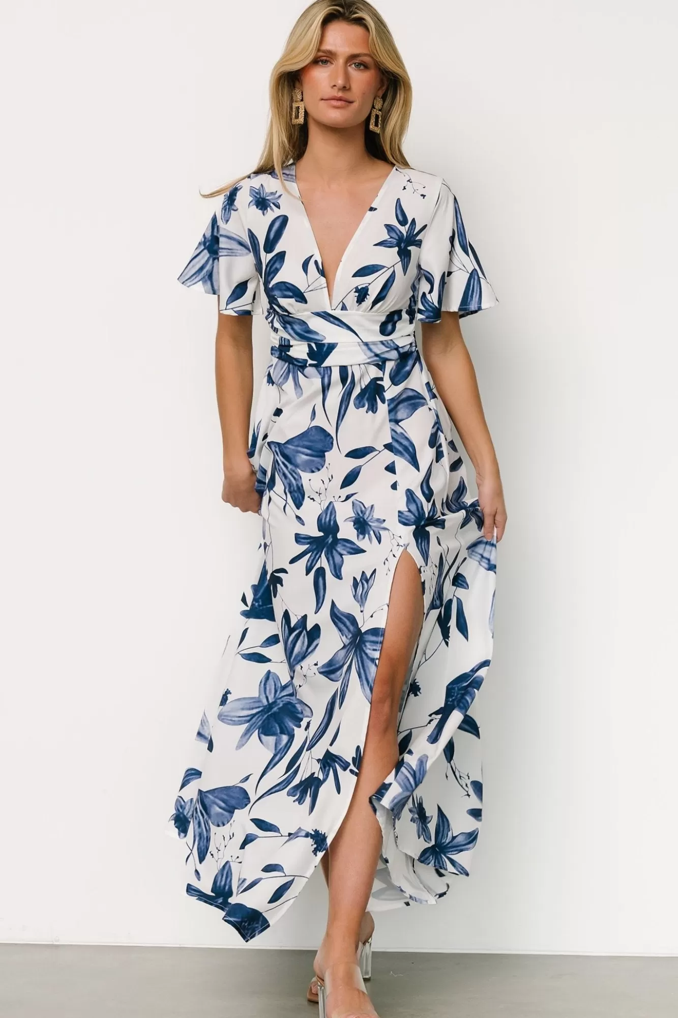 Baltic Born Maxi Dresses | Maxi Dresses | Dina Maxi Dress | White + Blue Floral