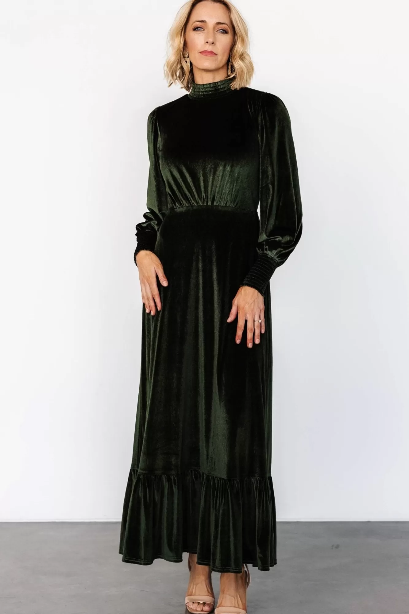 Baltic Born Maxi Dresses | Maxi Dresses | Elodie Velvet Maxi Dress | Deep Olive