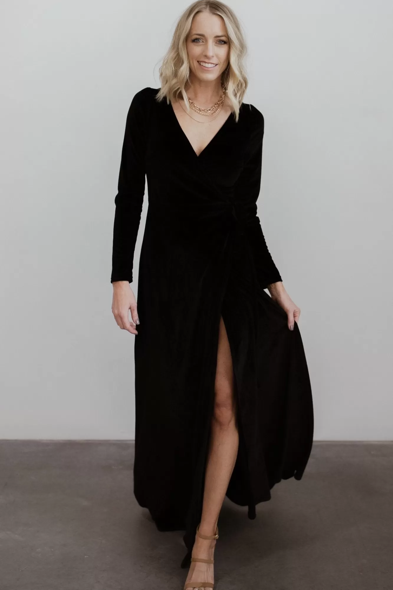 Baltic Born Maxi Dresses | Maxi Dresses | Esmerelda Velvet Wrap Maxi Dress |