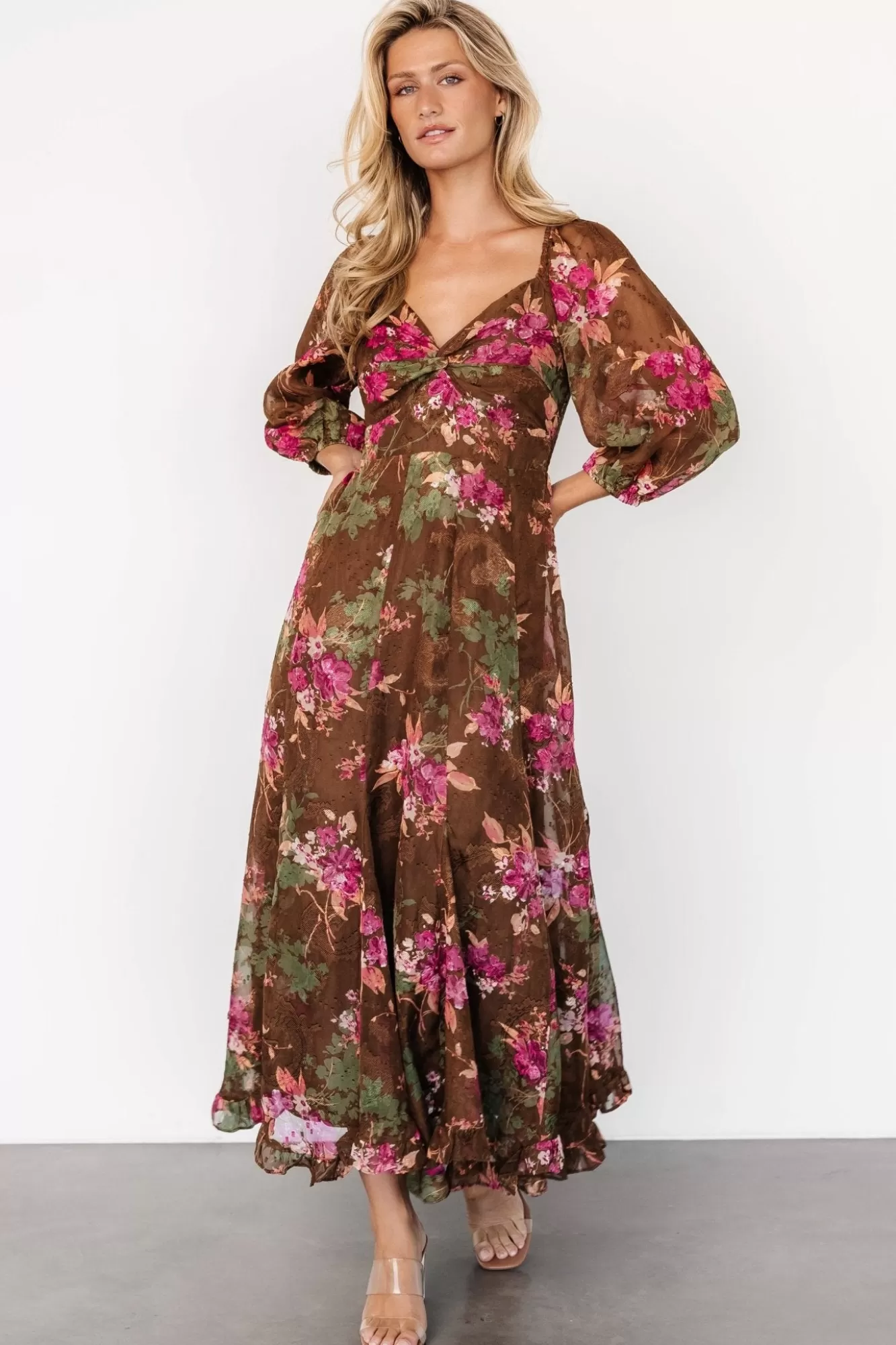 Baltic Born Maxi Dresses | Maxi Dresses | Estefania Maxi Dress | Brown Floral