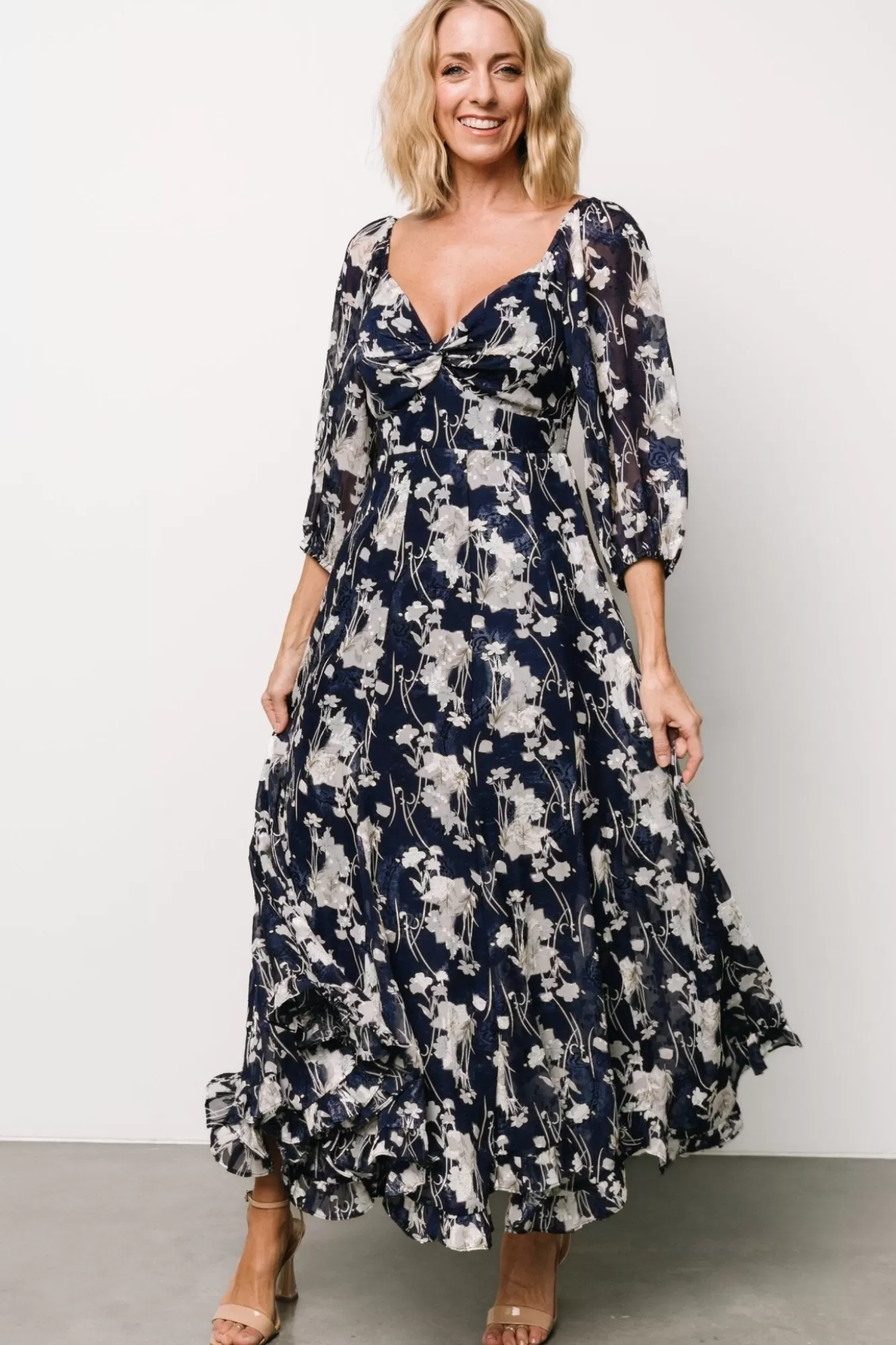 Baltic Born Maxi Dresses | Maxi Dresses | Estefania Maxi Dress | Navy + Off White Floral