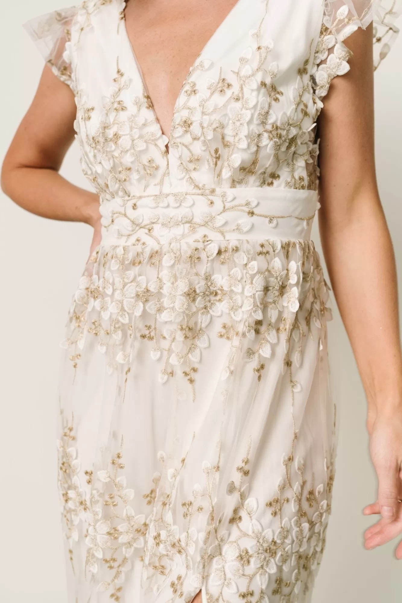 Baltic Born Maxi Dresses | Maxi Dresses | Eva Embroidered Maxi Dress | White + Gold