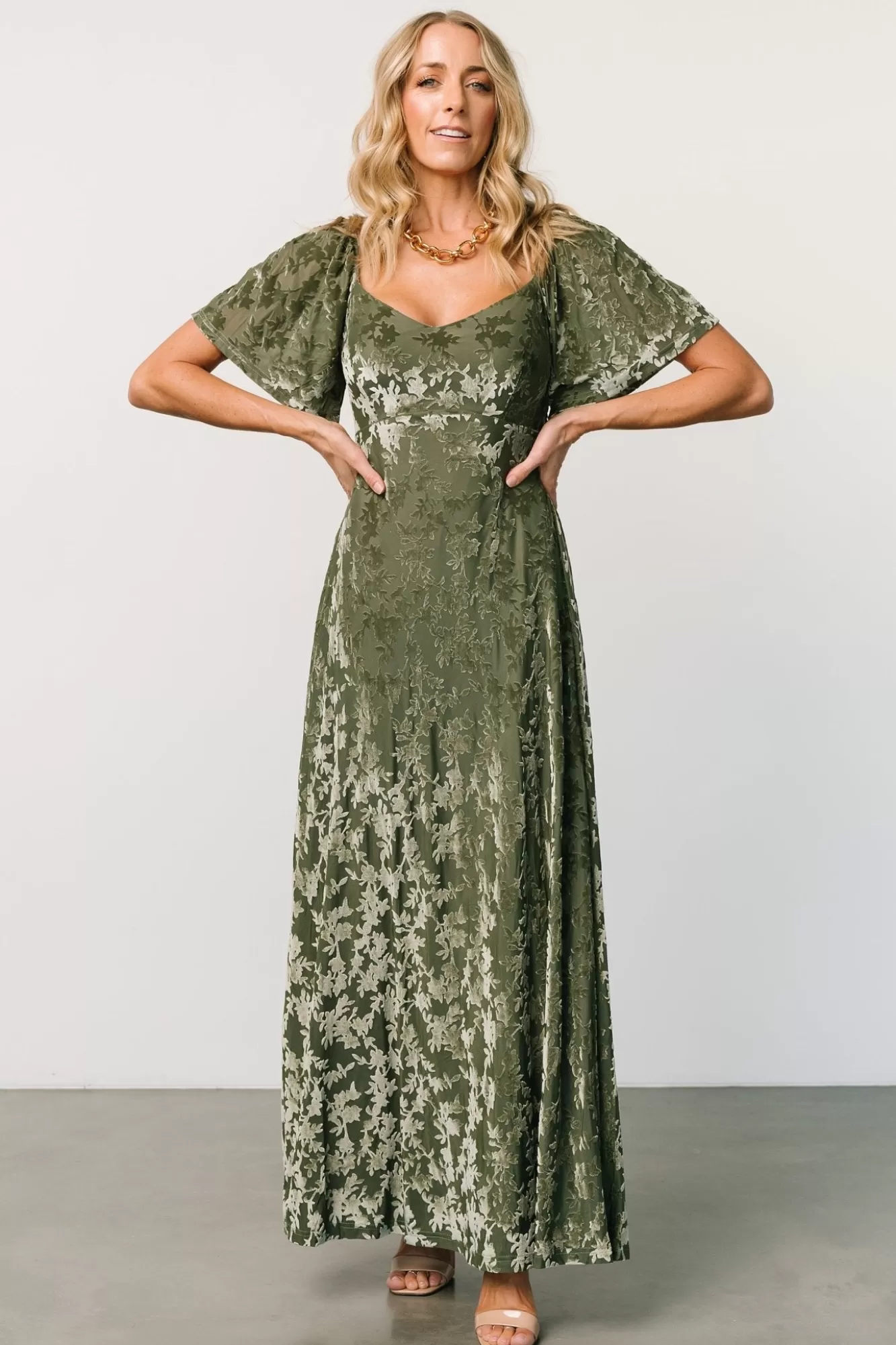 Baltic Born Maxi Dresses | Maxi Dresses | Everley Velvet Maxi Dress | Dark Sage