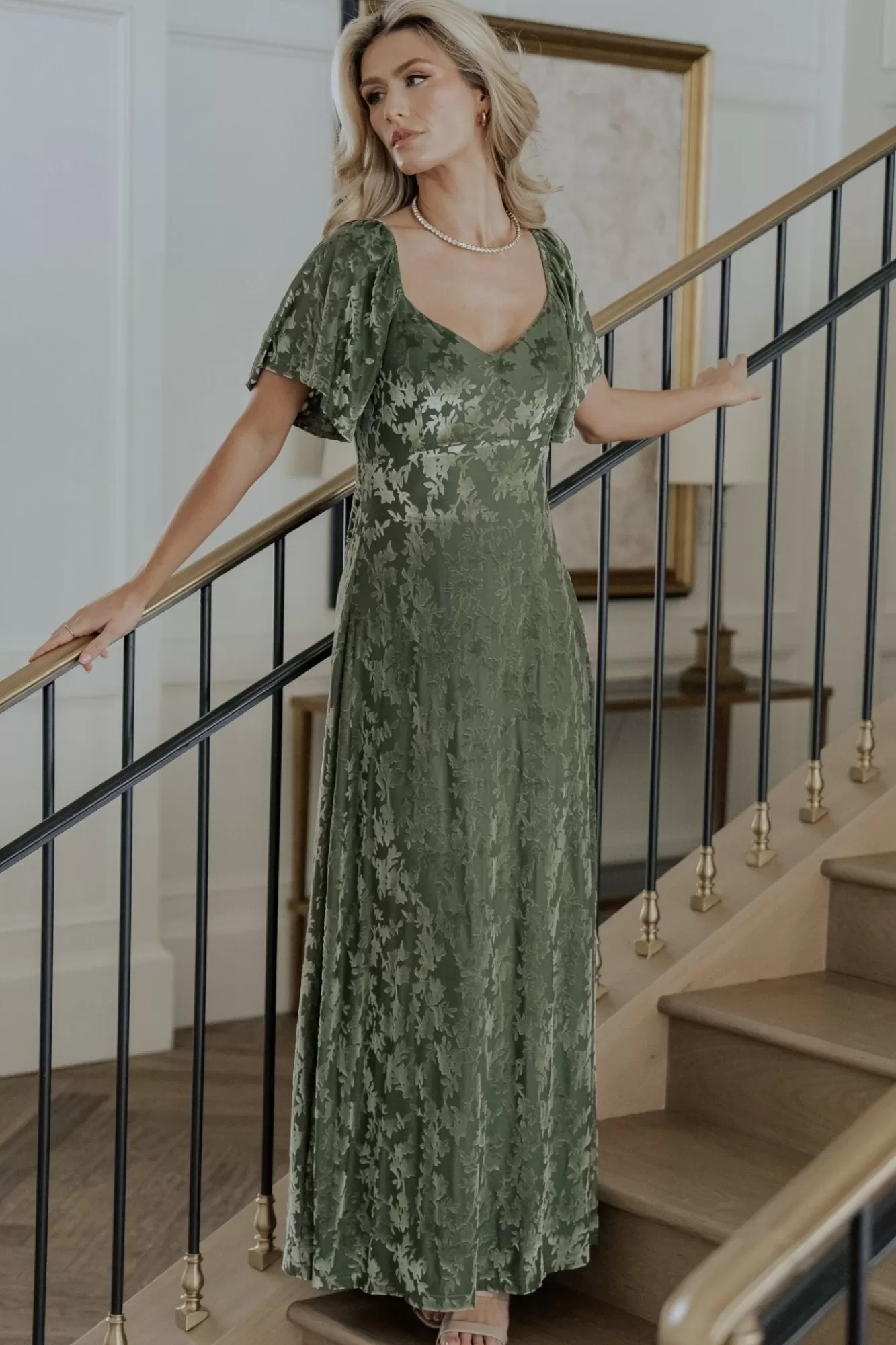 Baltic Born Maxi Dresses | Maxi Dresses | Everley Velvet Maxi Dress | Dark Sage