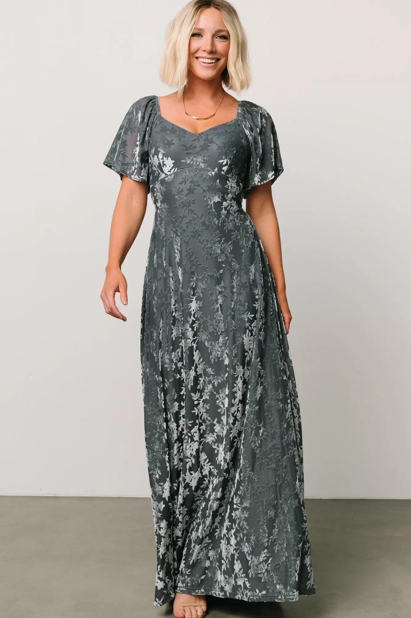 Baltic Born Maxi Dresses | Maxi Dresses | Everley Velvet Maxi Dress | Dusty Blue