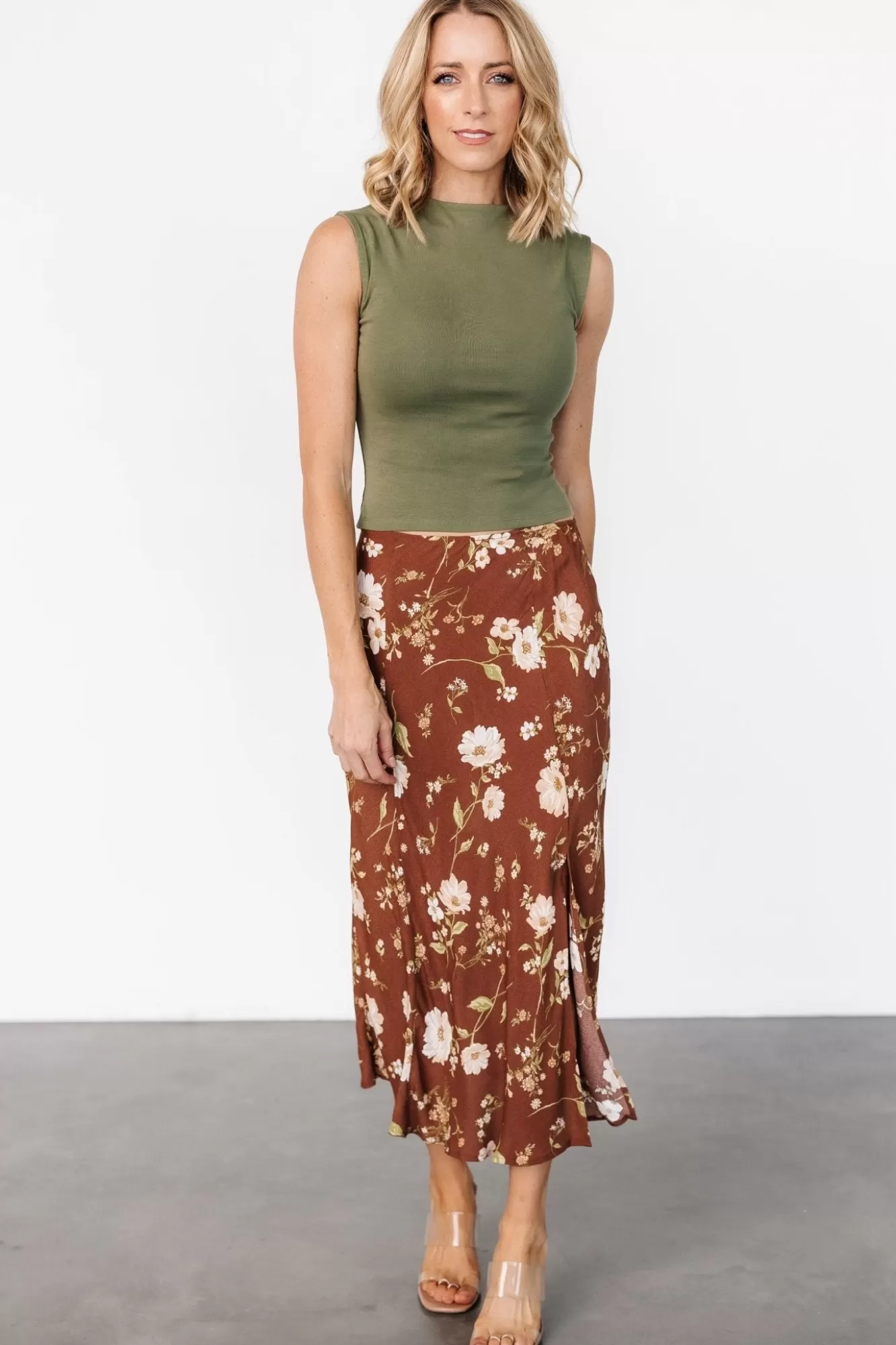 Baltic Born Midi Dresses | Midi Dresses | Fairchild Skirt | Brown Floral