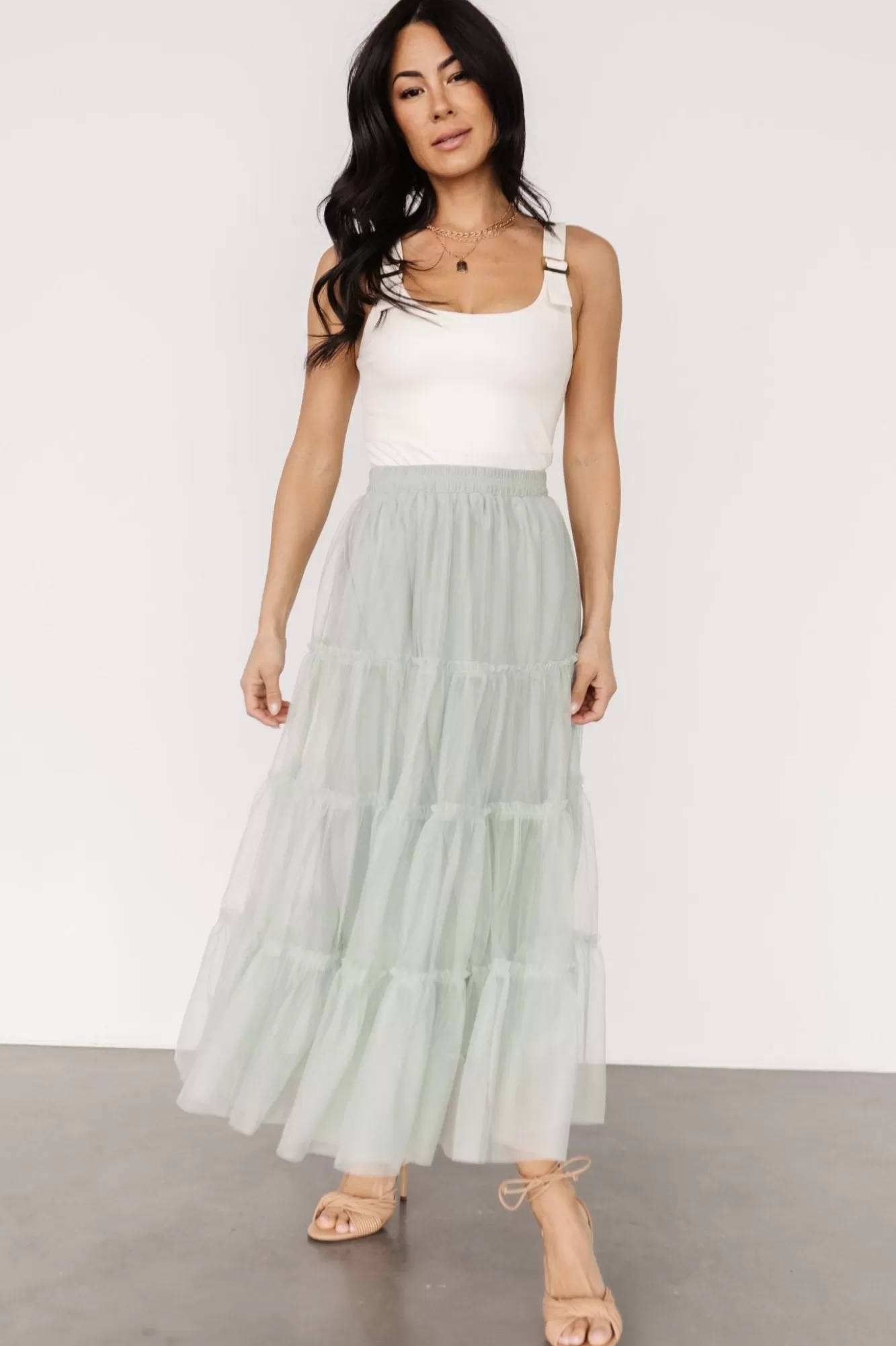 Baltic Born Midi Dresses | Midi Dresses | Galena Tulle Skirt | Light Sage