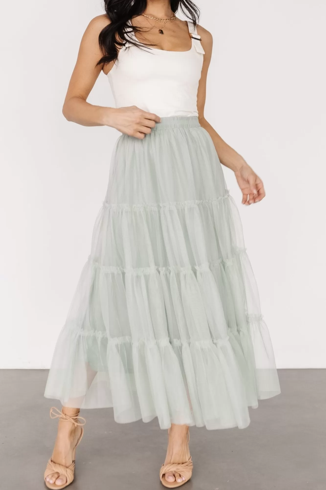 Baltic Born Midi Dresses | Midi Dresses | Galena Tulle Skirt | Light Sage