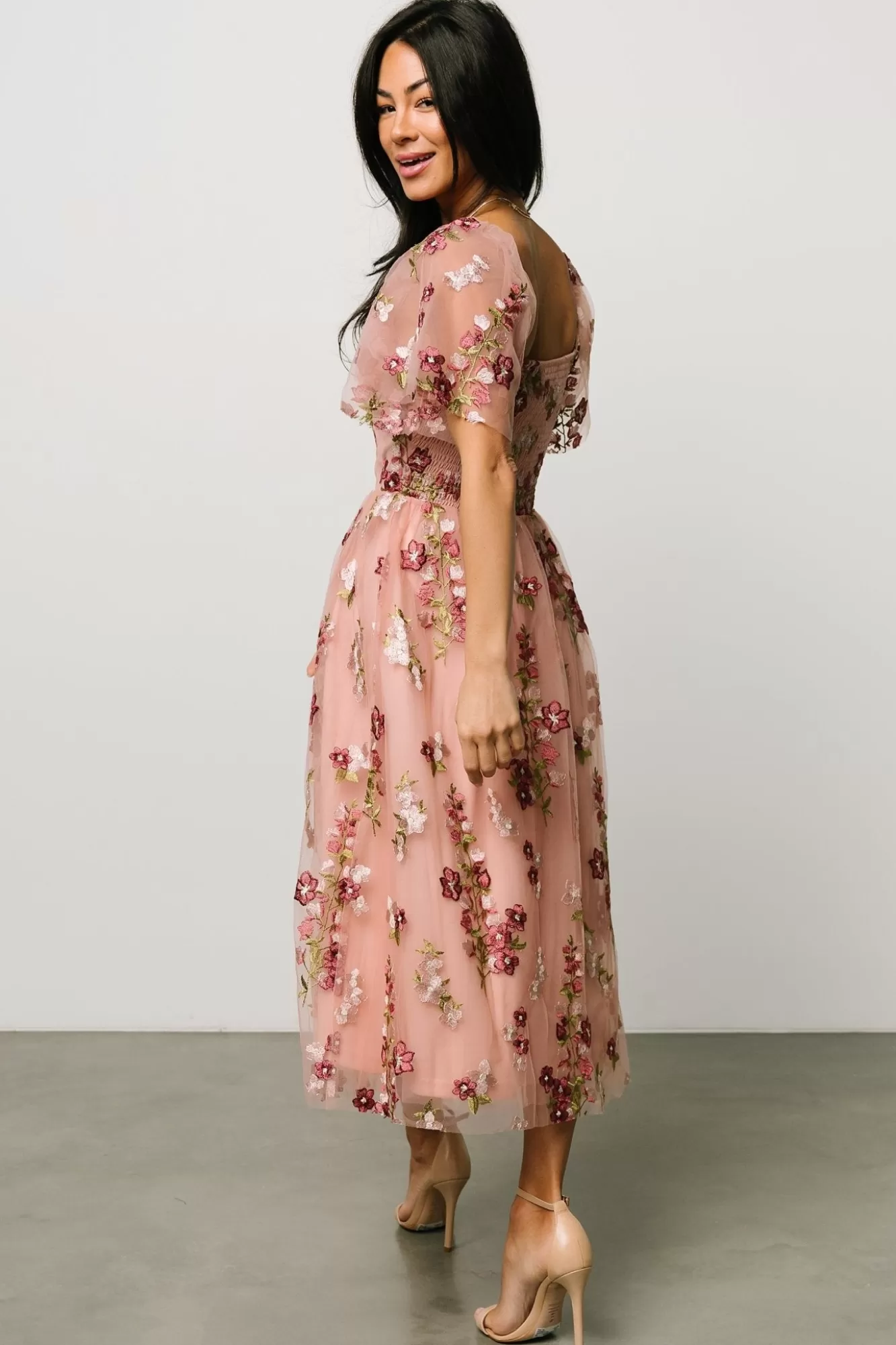 Baltic Born Midi Dresses | Midi Dresses | Gwyneth Tulle Midi Dress | Blush Floral