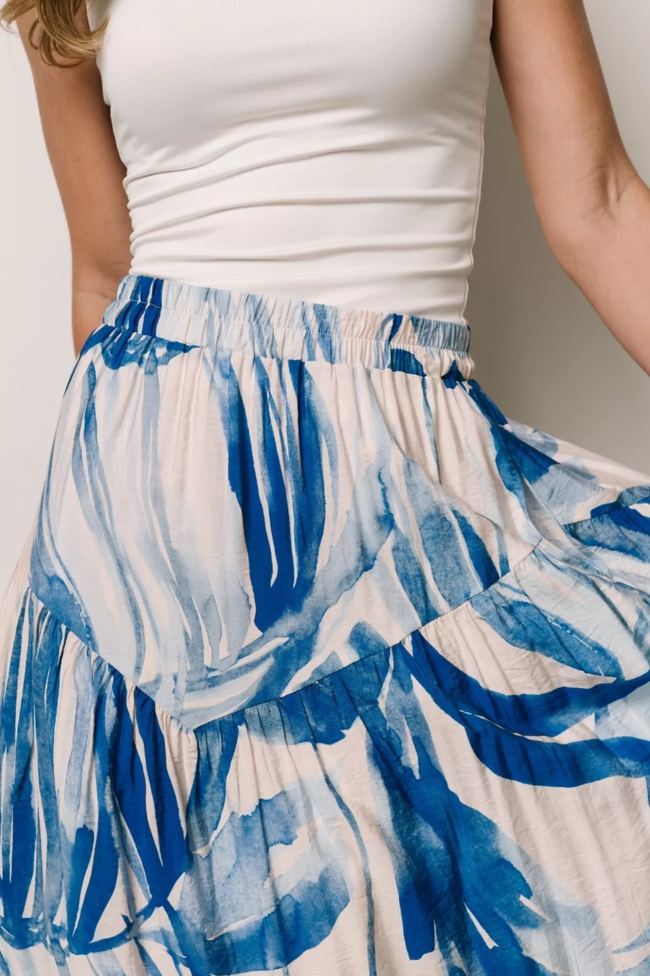 Baltic Born Maxi Dresses | Maxi Dresses | Hailee Tiered Skirt | Off White + Blue