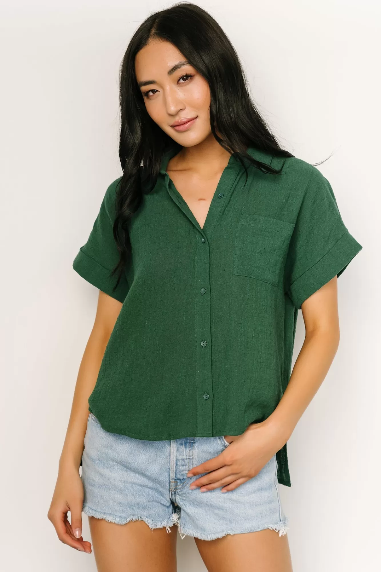 Baltic Born Blouses + Shirts | Hammond Short Sleeve Top | Dark Green