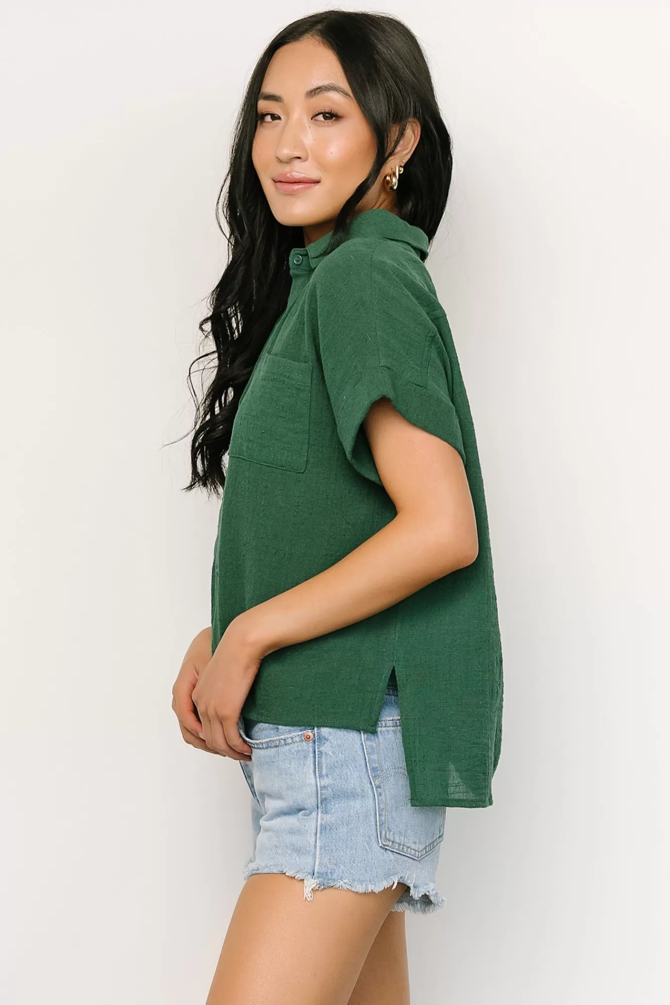 Baltic Born Blouses + Shirts | Hammond Short Sleeve Top | Dark Green