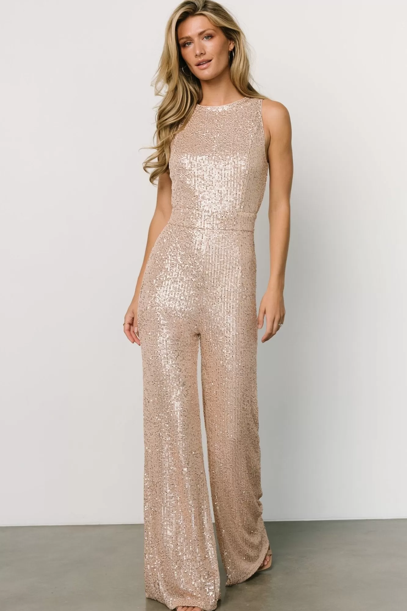 Baltic Born Embellished + Sequin | Embellished + Sequin | Hillary Sequin Jumpsuit | Rose Gold