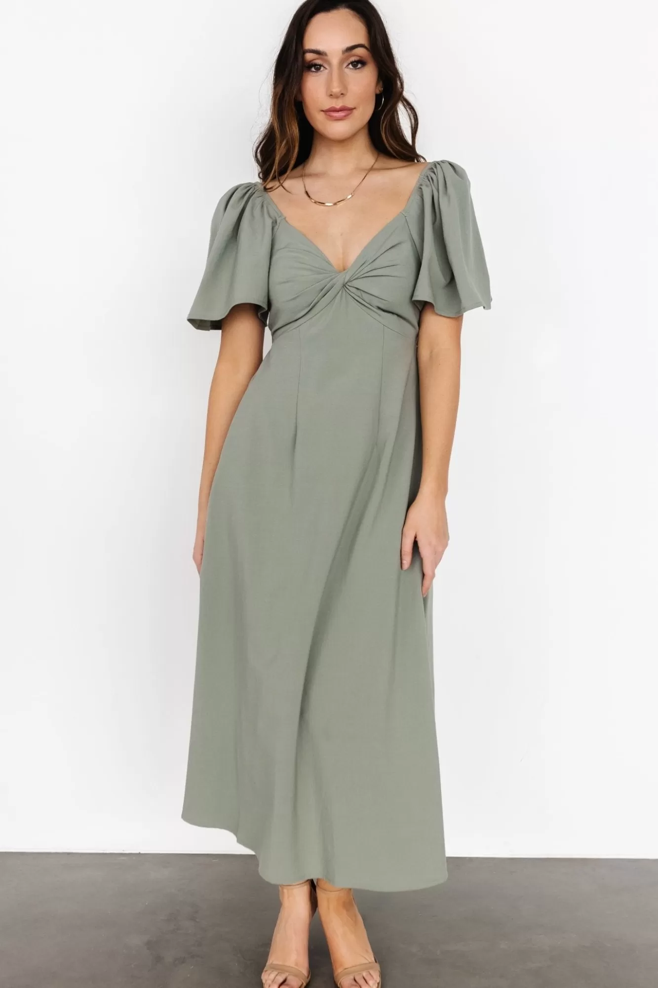 Baltic Born Maxi Dresses | Maxi Dresses | Indie Back Tie Dress | Dusty Green