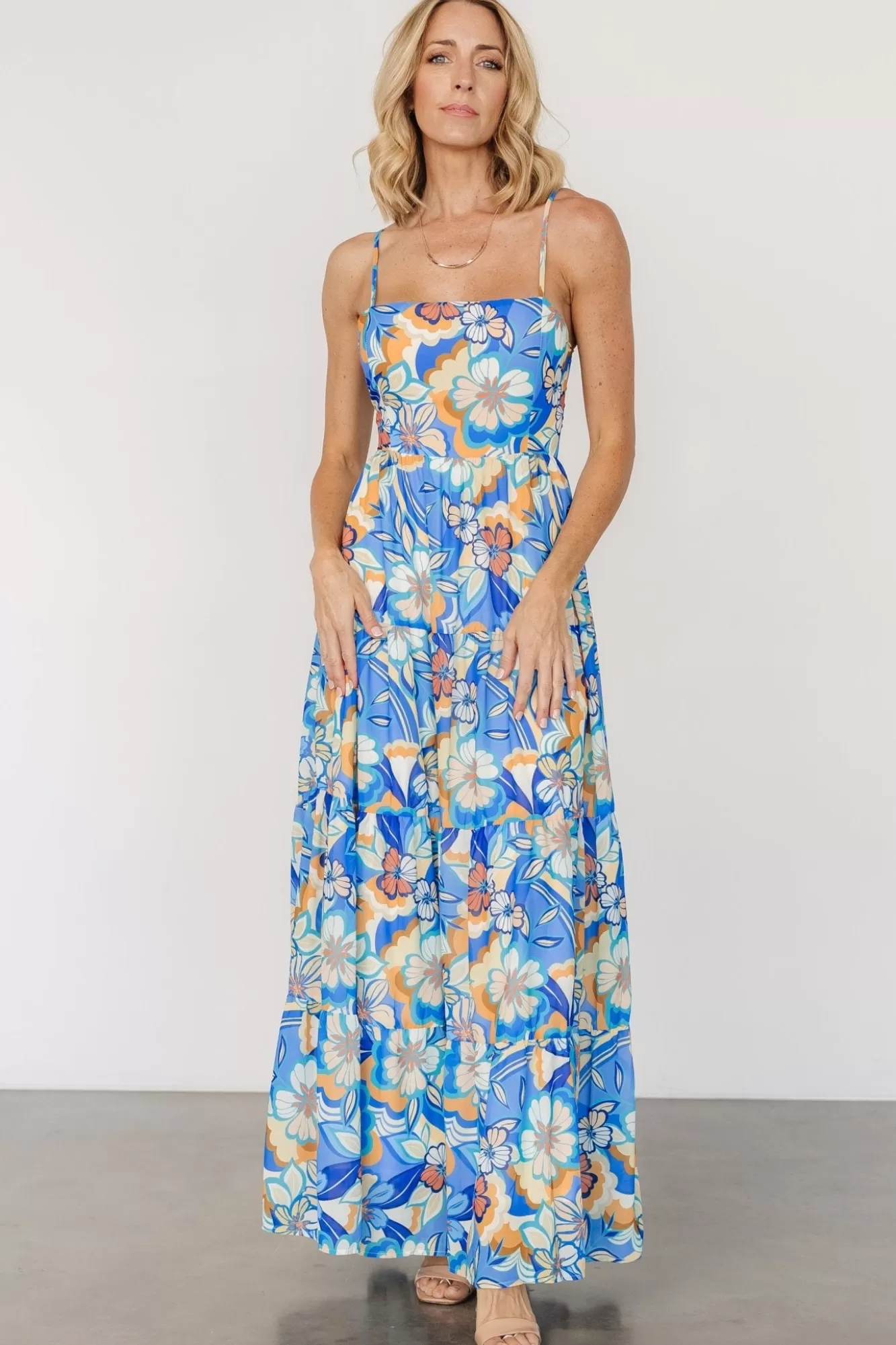 Baltic Born Maxi Dresses | Maxi Dresses | Jannica Tie Back Maxi Dress | Blue Multi