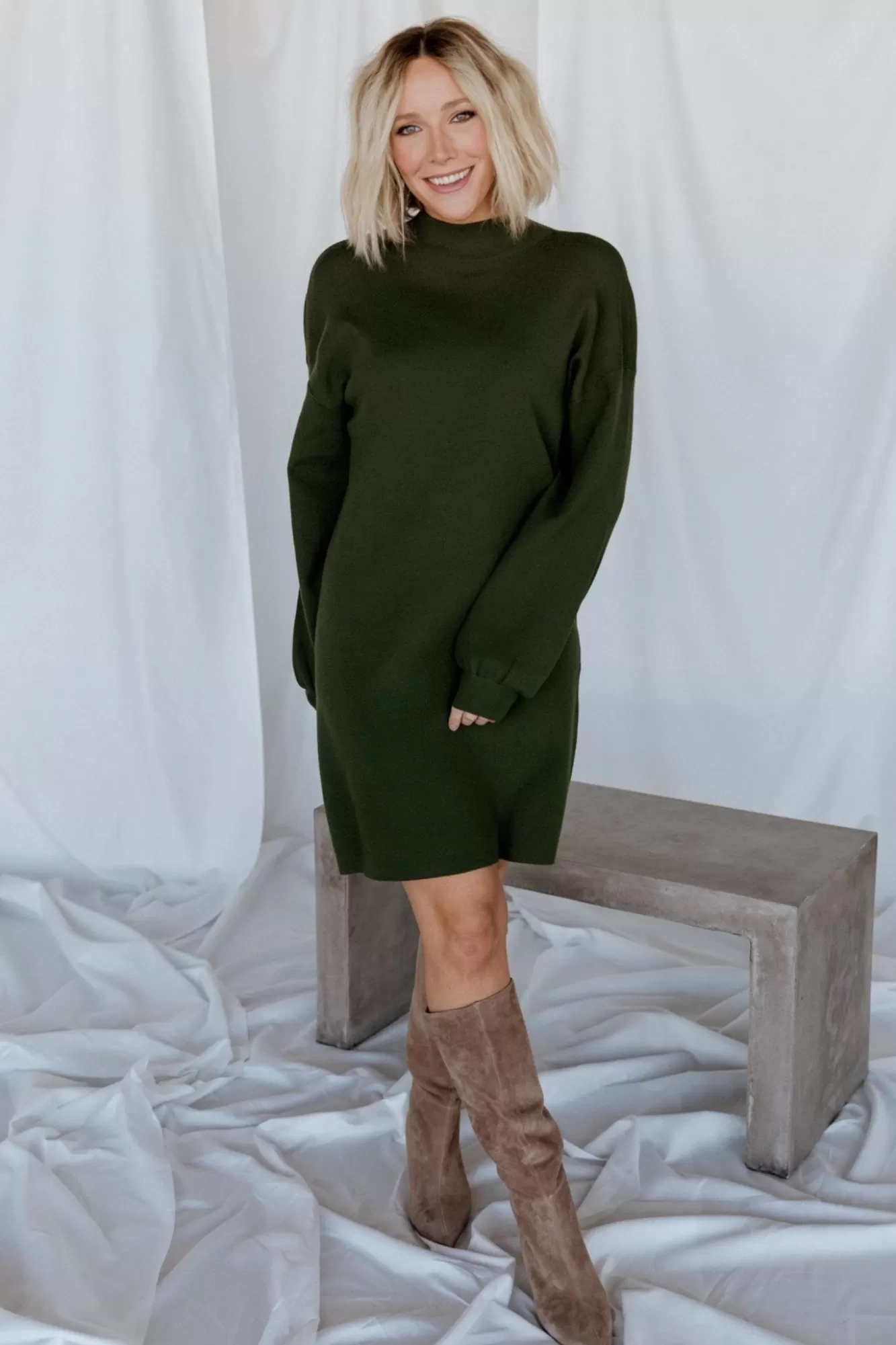 Baltic Born Short Dresses | Short Dresses | Jennings Sweater Dress | Deep Olive