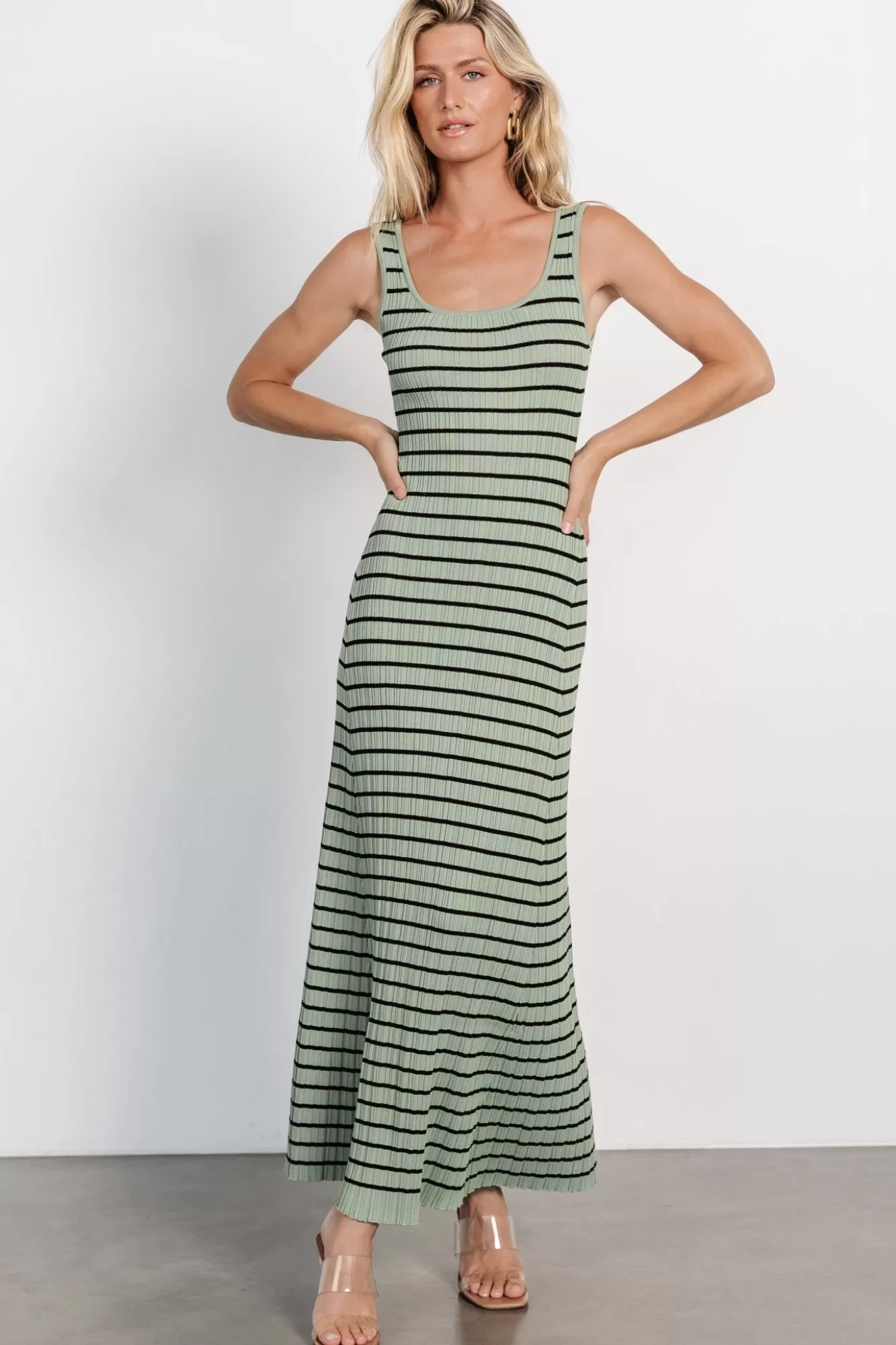 Baltic Born Maxi Dresses | Maxi Dresses | Jesse Ribbed Tank Maxi Dress | Olive + Black