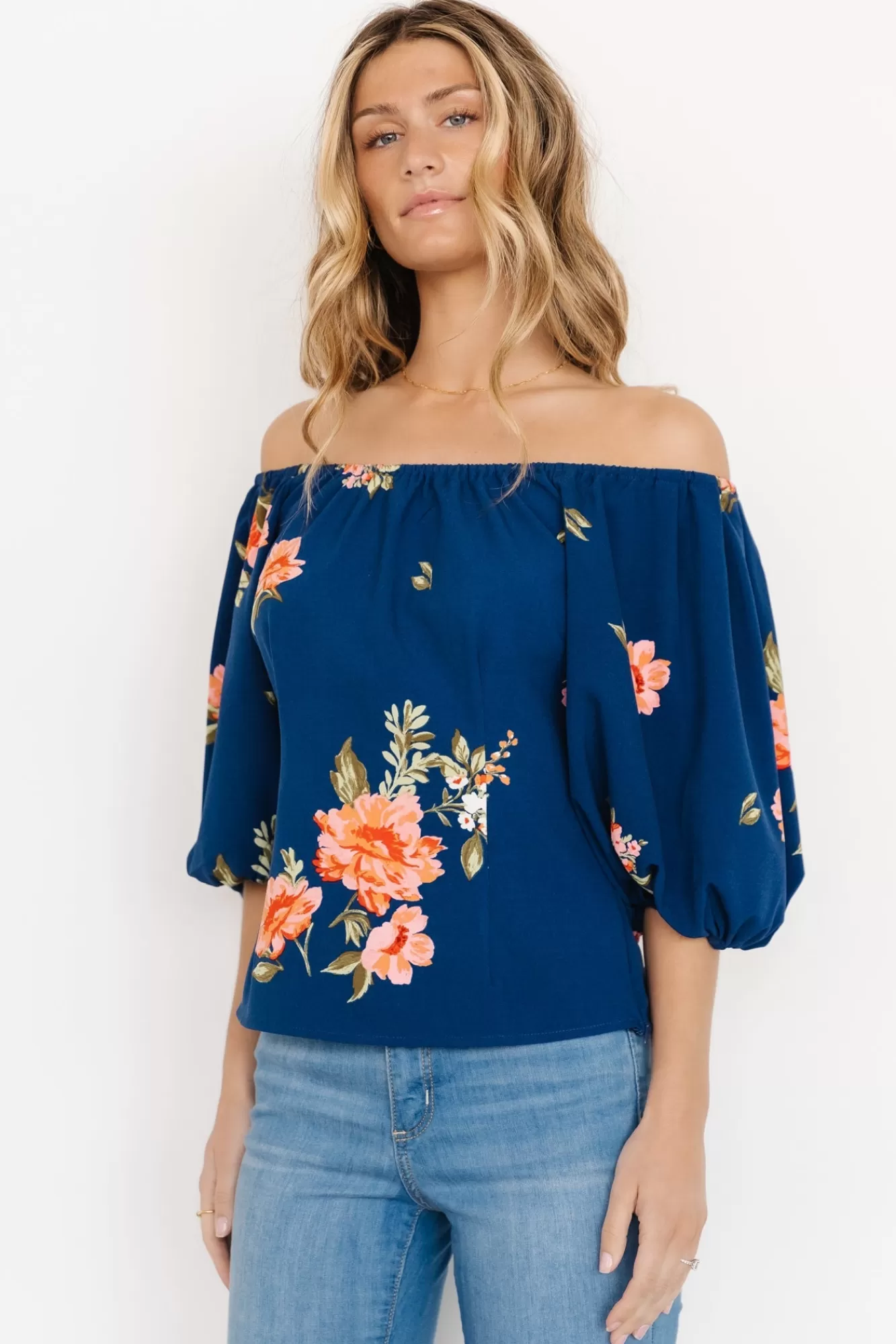 Baltic Born Blouses + Shirts | Julia Off Shoulder Top | Blue Multi