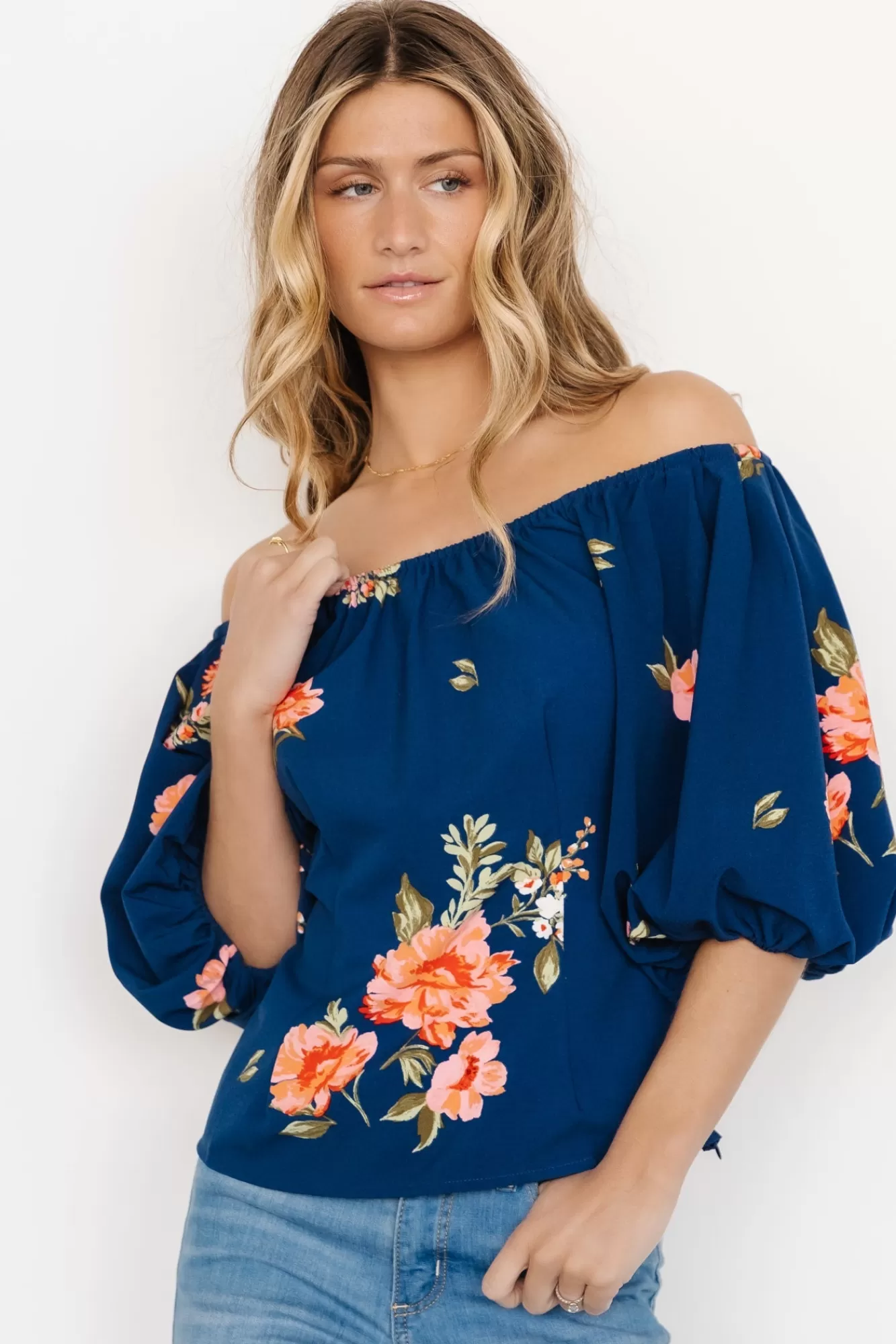 Baltic Born Blouses + Shirts | Julia Off Shoulder Top | Blue Multi