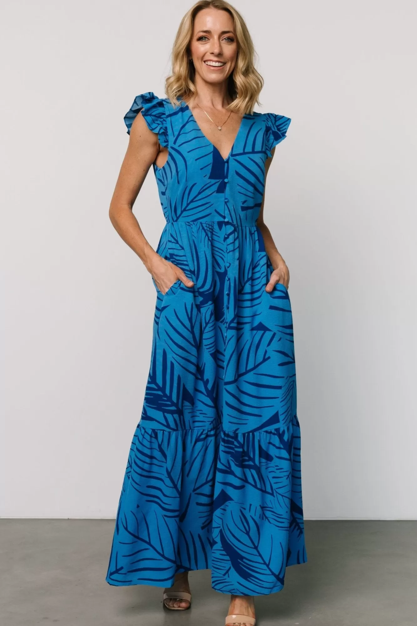 Baltic Born Maxi Dresses | Maxi Dresses | Kaia Button Maxi Dress | Blue Print