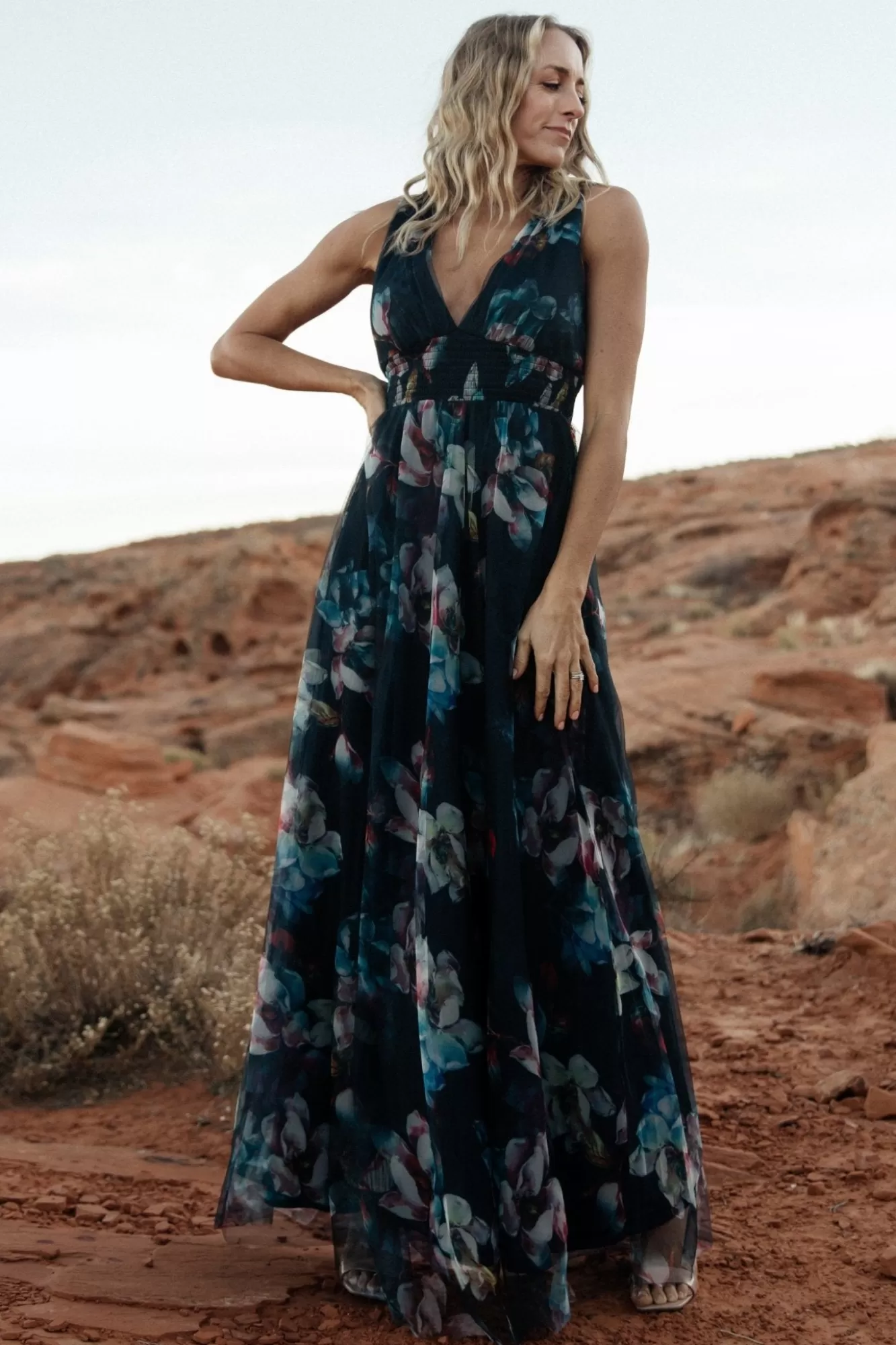 Baltic Born Maxi Dresses | Maxi Dresses | Kamila Tulle Maxi Dress | Navy Abstract Floral