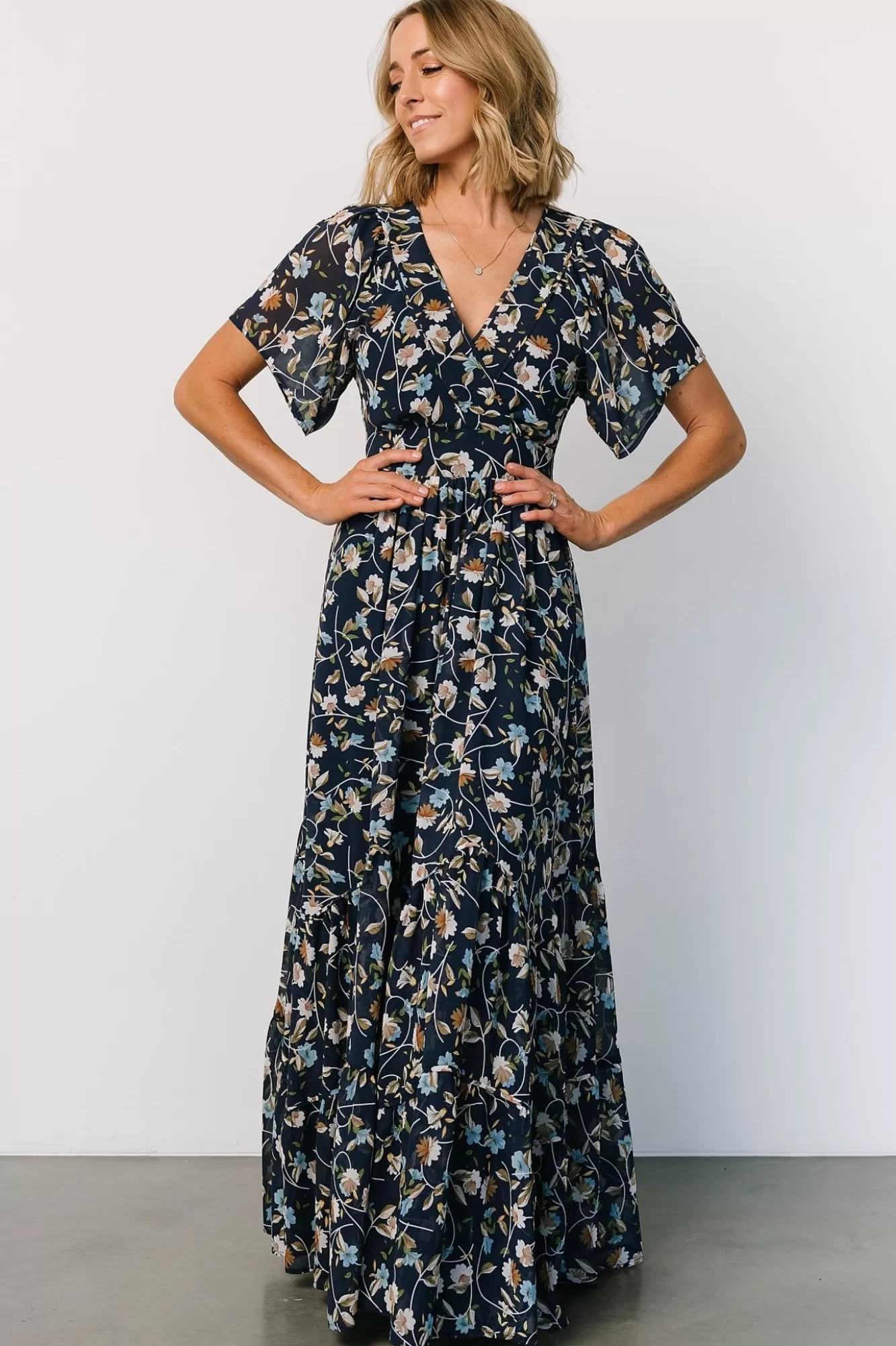 Baltic Born Maxi Dresses | Maxi Dresses | Katherine Maxi Dress | Dark Blue Floral