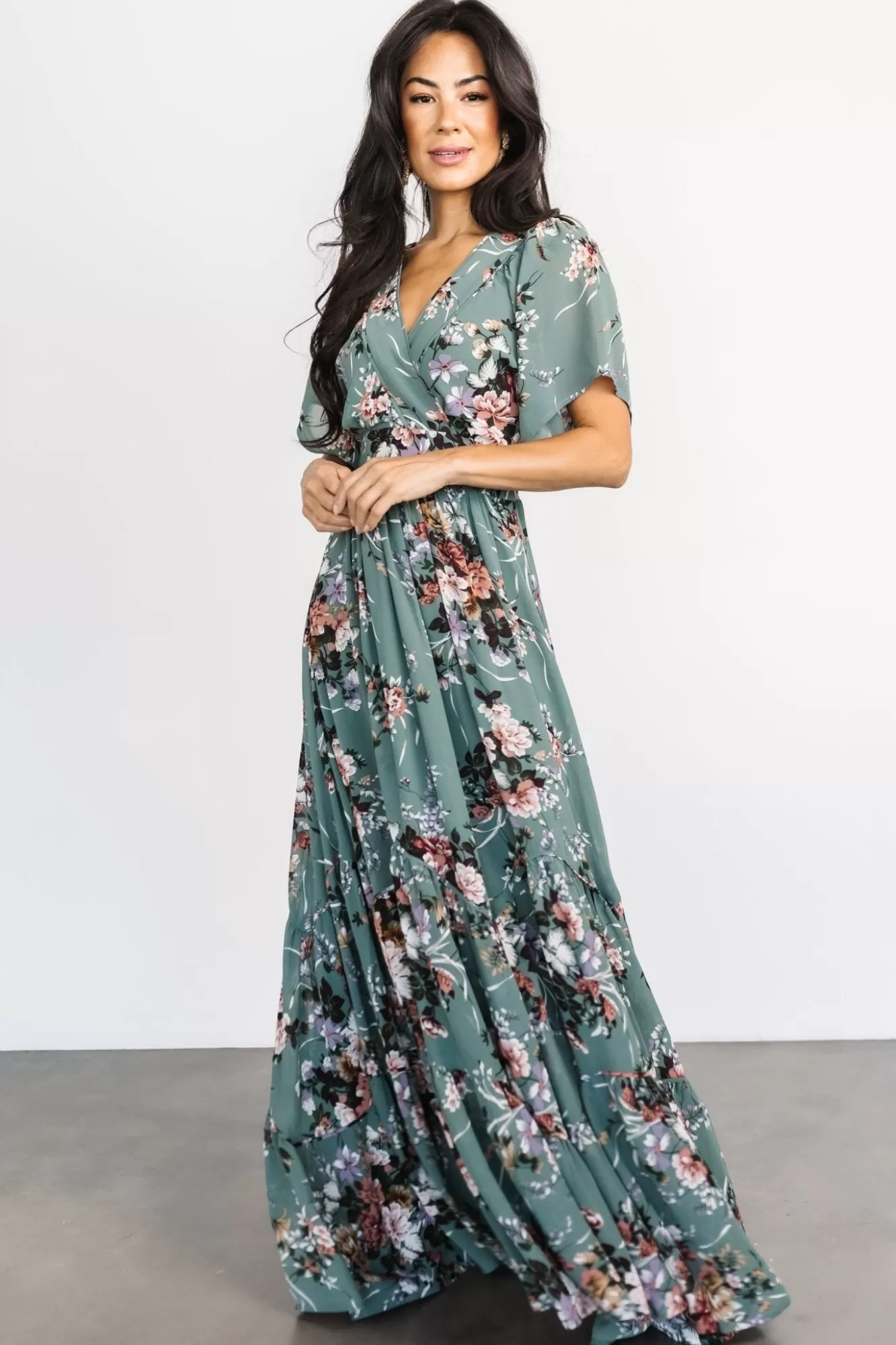 Baltic Born Maxi Dresses | Maxi Dresses | Katherine Maxi Dress | Dusty Green Floral