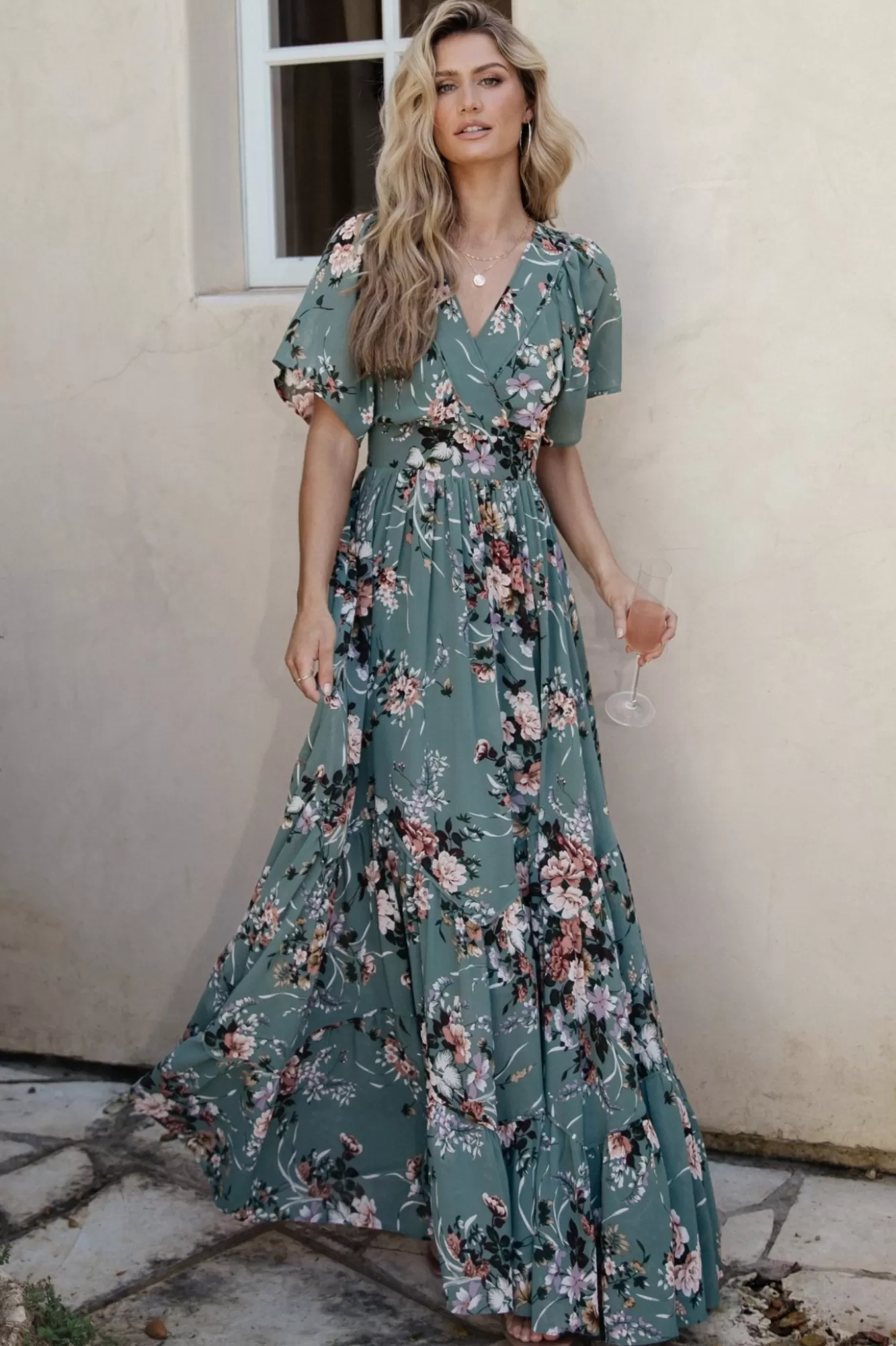 Baltic Born Maxi Dresses | Maxi Dresses | Katherine Maxi Dress | Dusty Green Floral