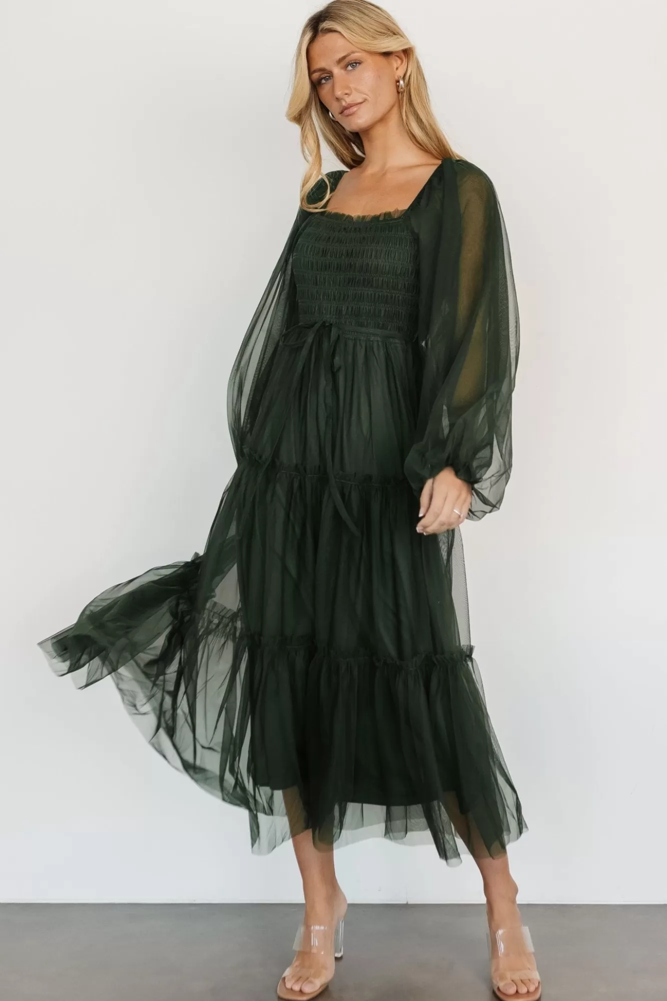 Baltic Born Maxi Dresses | Maxi Dresses | Katrina Tulle Maxi Dress | Dark Green