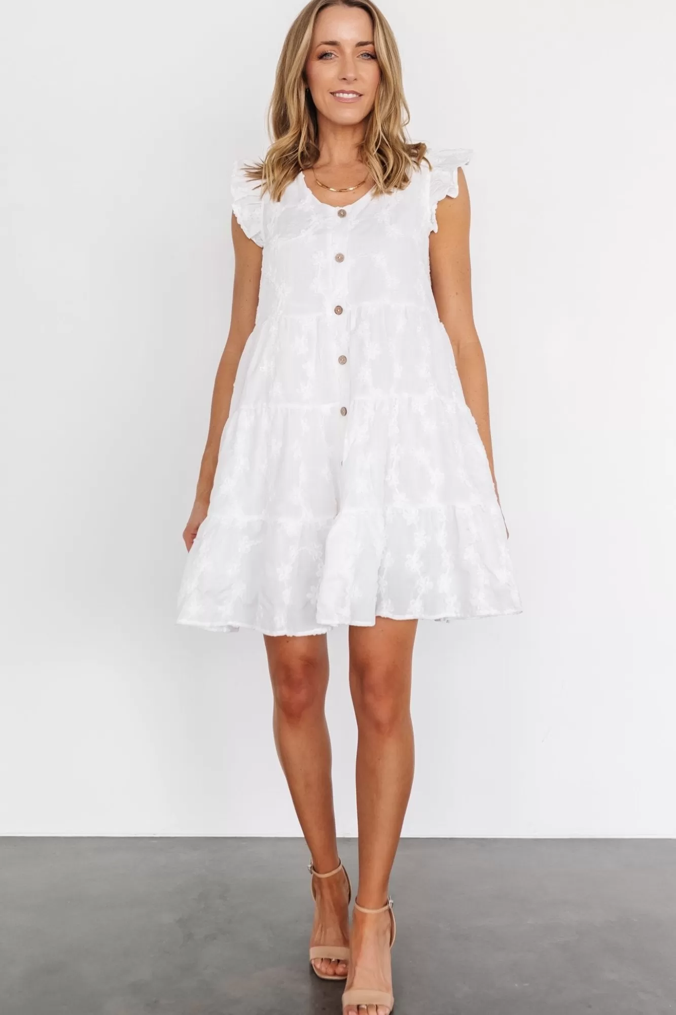 Baltic Born Short Dresses | Short Dresses | Kayla Button Up Short Dress | Off White