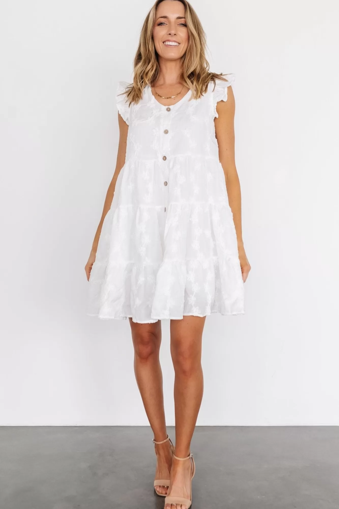 Baltic Born Short Dresses | Short Dresses | Kayla Button Up Short Dress | Off White