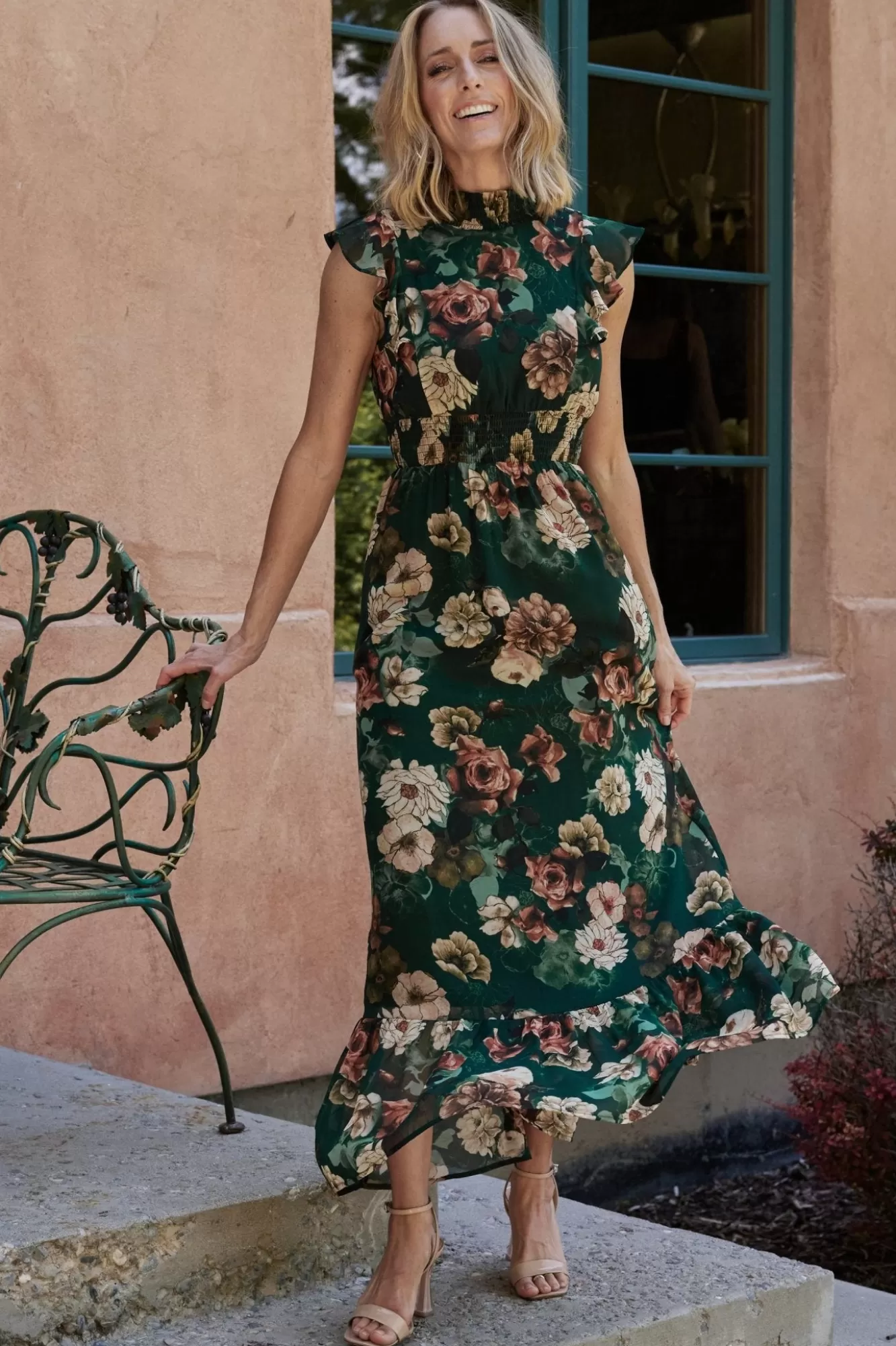 Baltic Born Maxi Dresses | Maxi Dresses | Kearny Ruffle Maxi Dress | Dark Green Floral