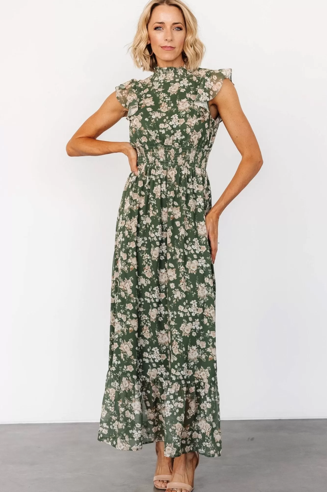 Baltic Born Maxi Dresses | Maxi Dresses | Kearny Ruffle Maxi Dress | Olive Floral