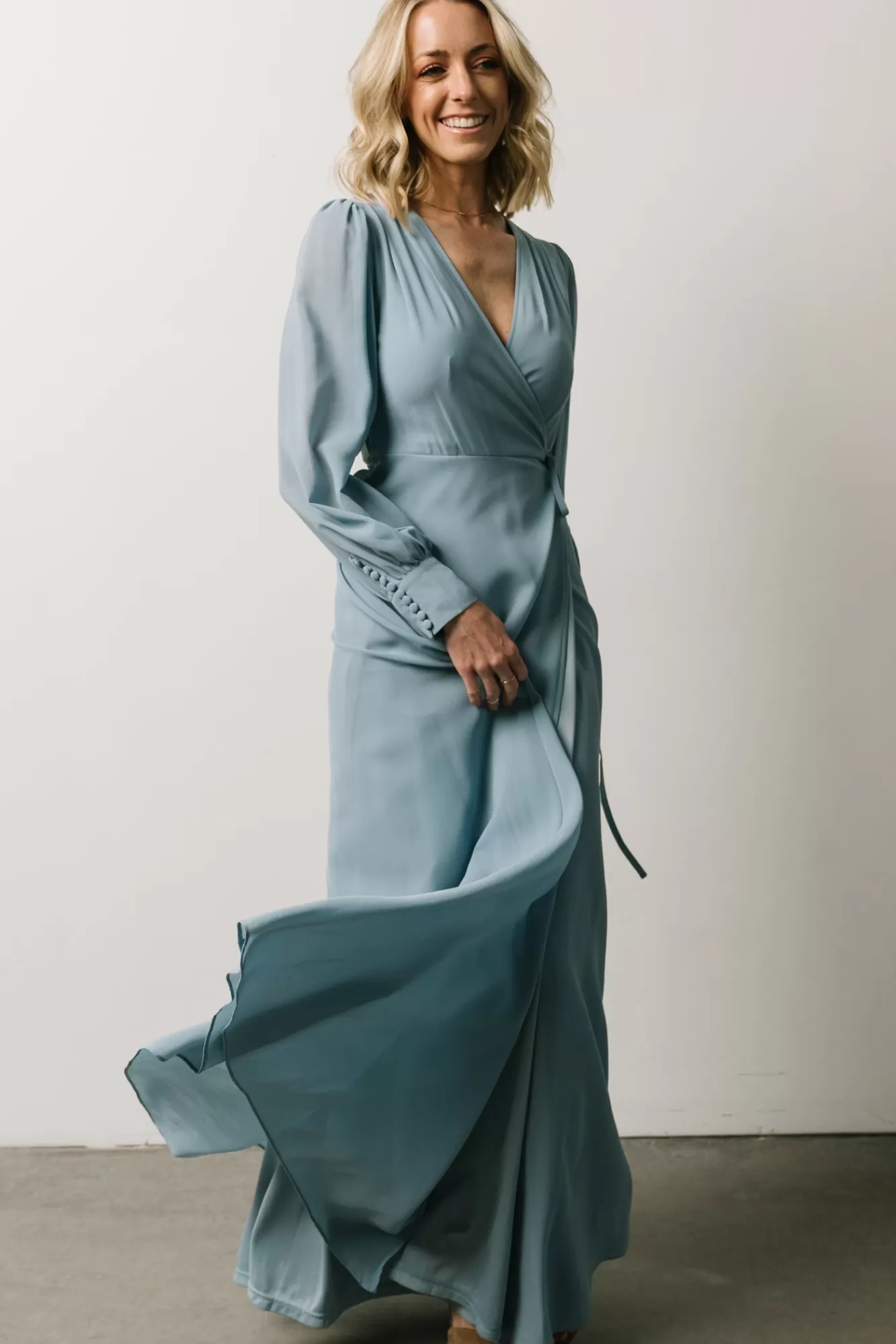 Baltic Born Maxi Dresses | Maxi Dresses | Kelsey Wrap Dress | Dusty Blue