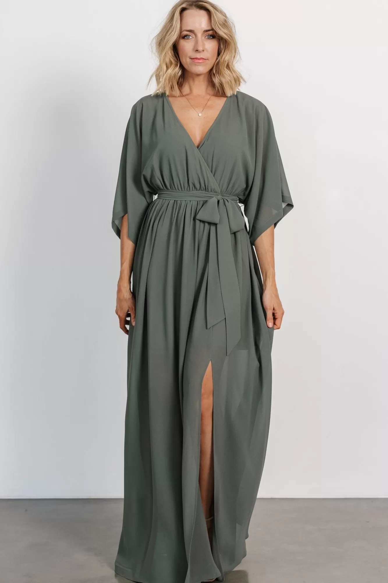 Baltic Born Maxi Dresses | Maxi Dresses | Kia Kimono Maxi Dress | Dark Sage