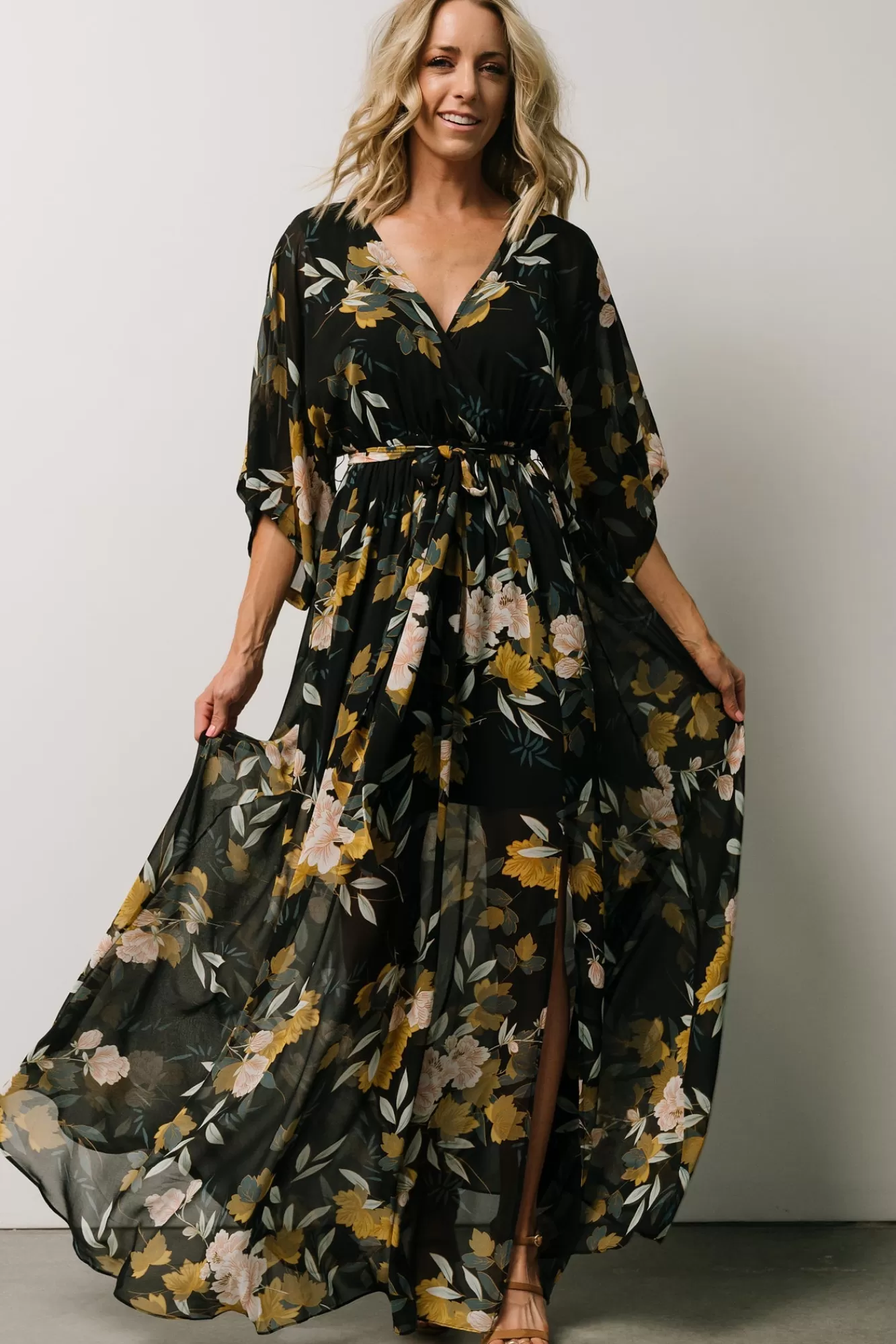 Baltic Born Maxi Dresses | Maxi Dresses | Kia Kimono Maxi Dress | Midnight Floral