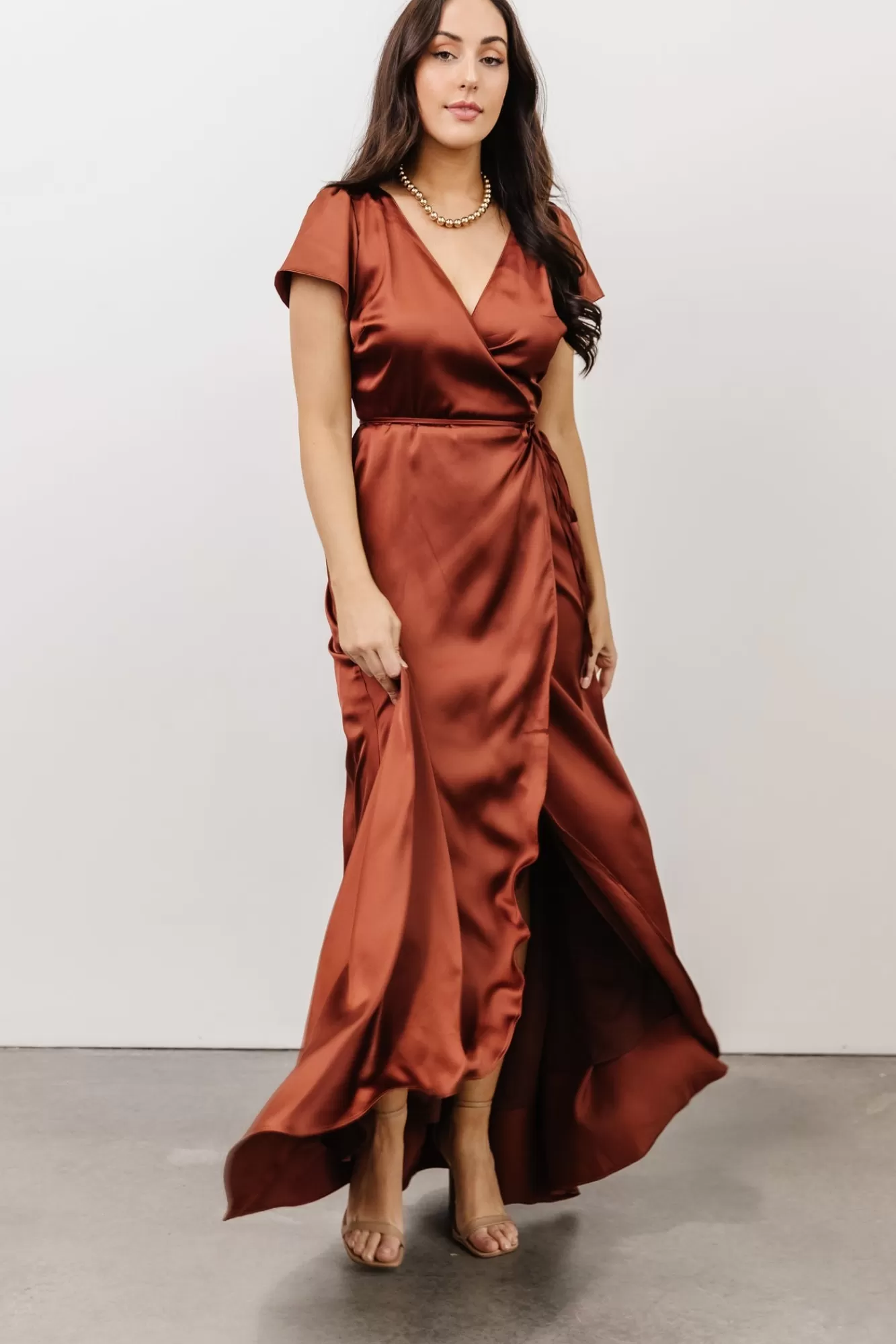 Baltic Born Maxi Dresses | Maxi Dresses | Krystal Satin Wrap Gown |