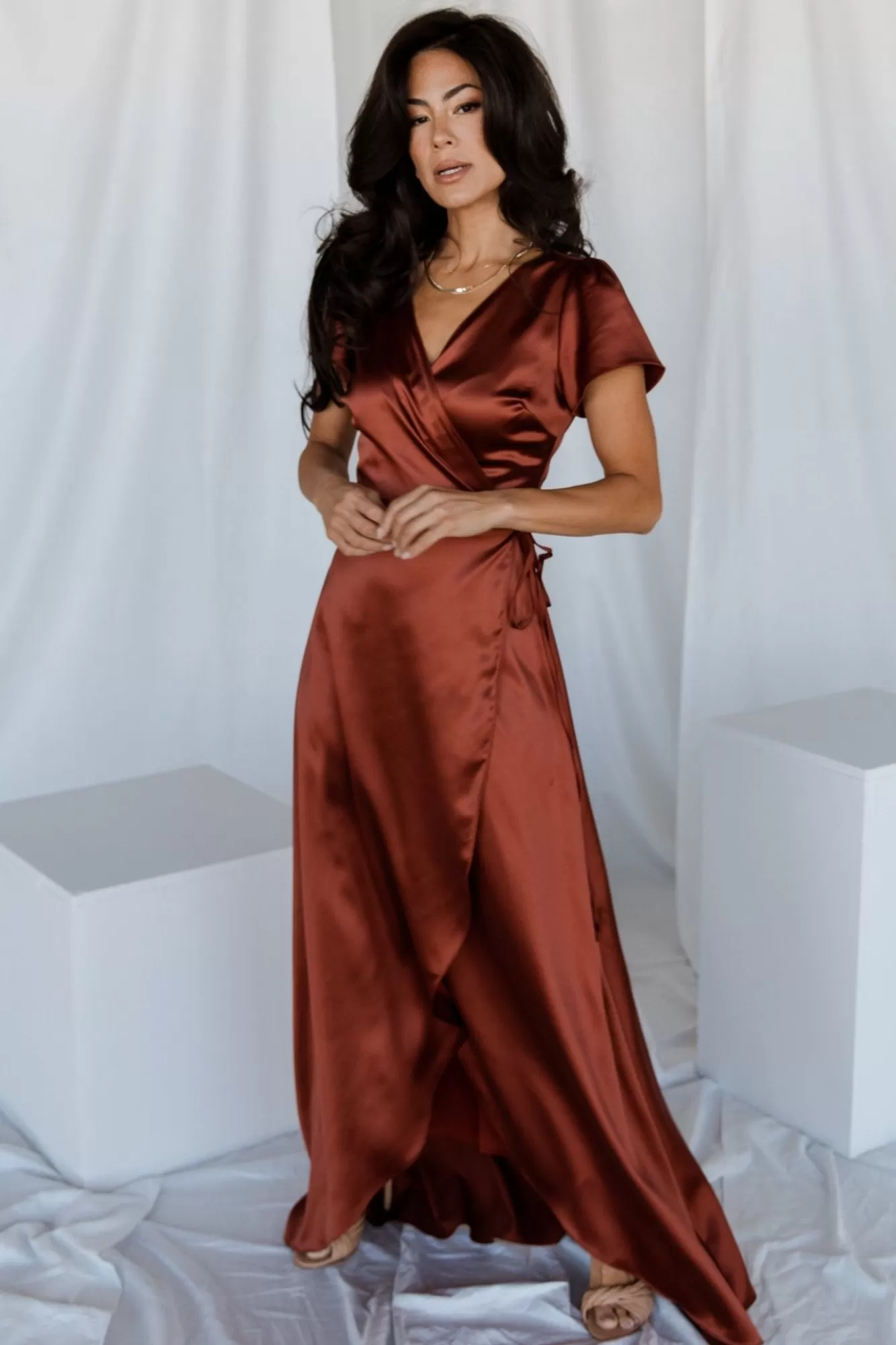 Baltic Born Maxi Dresses | Maxi Dresses | Krystal Satin Wrap Gown |