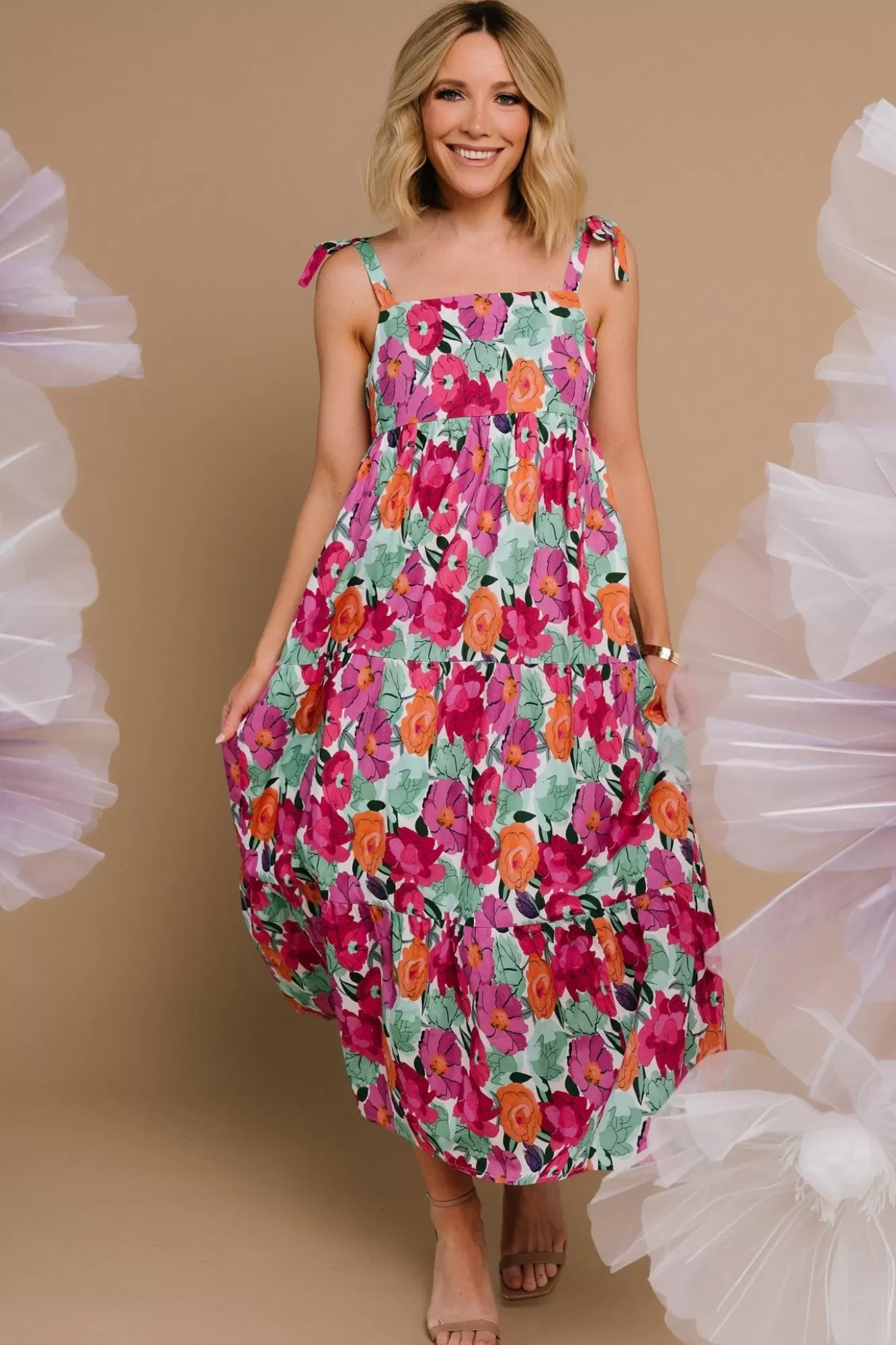 Baltic Born Midi Dresses | Midi Dresses | Lakewood Tie Dress | Pink Multi