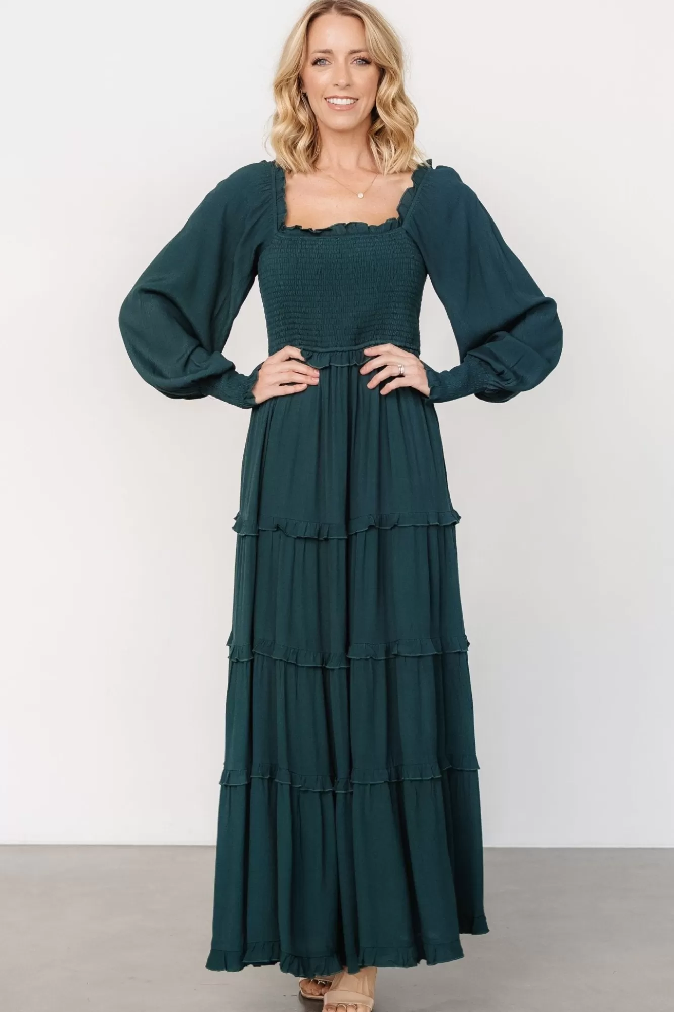 Baltic Born Maxi Dresses | Maxi Dresses | Lana Smocked Maxi Dress | Dark Green