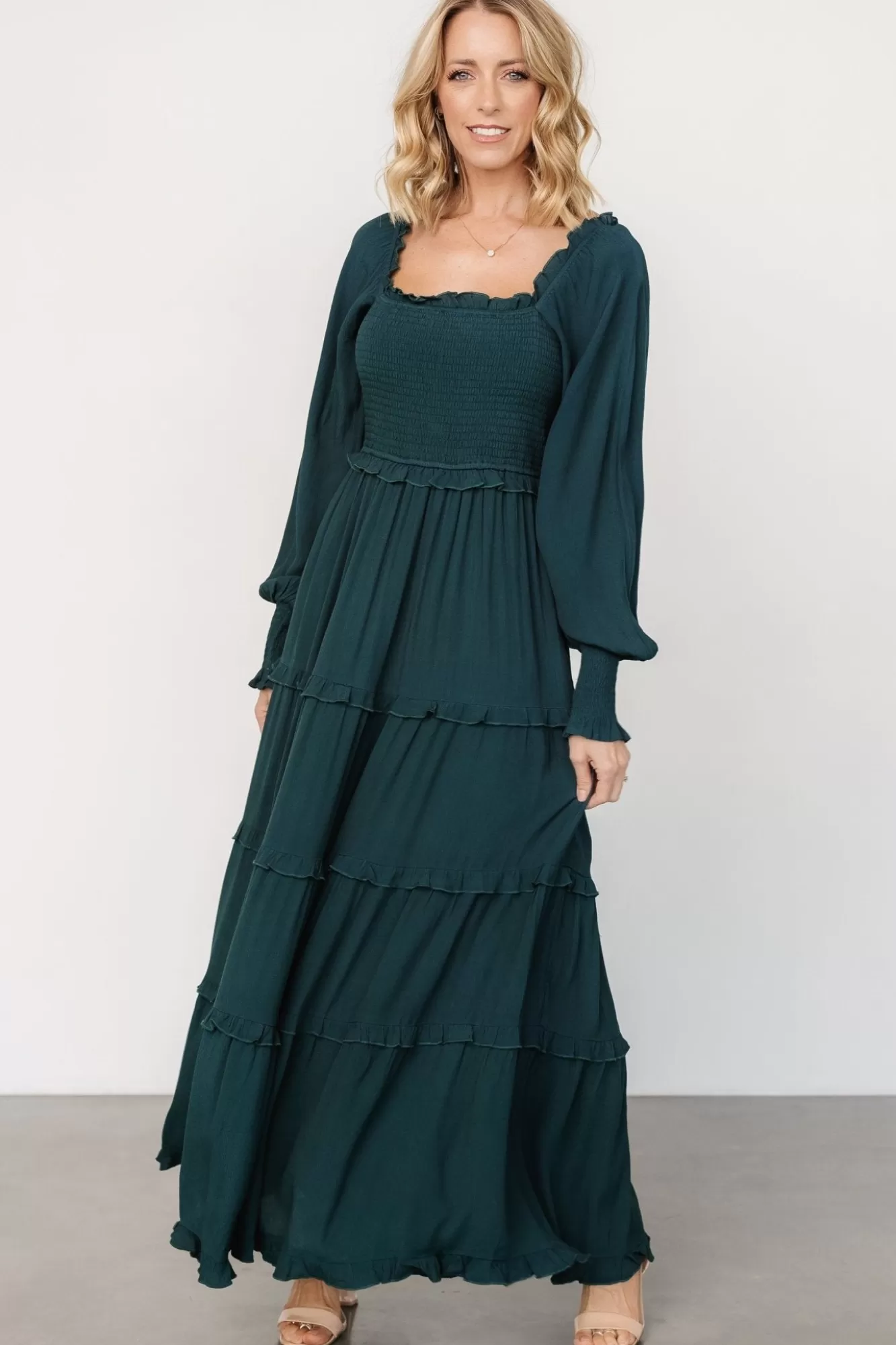 Baltic Born Maxi Dresses | Maxi Dresses | Lana Smocked Maxi Dress | Dark Green