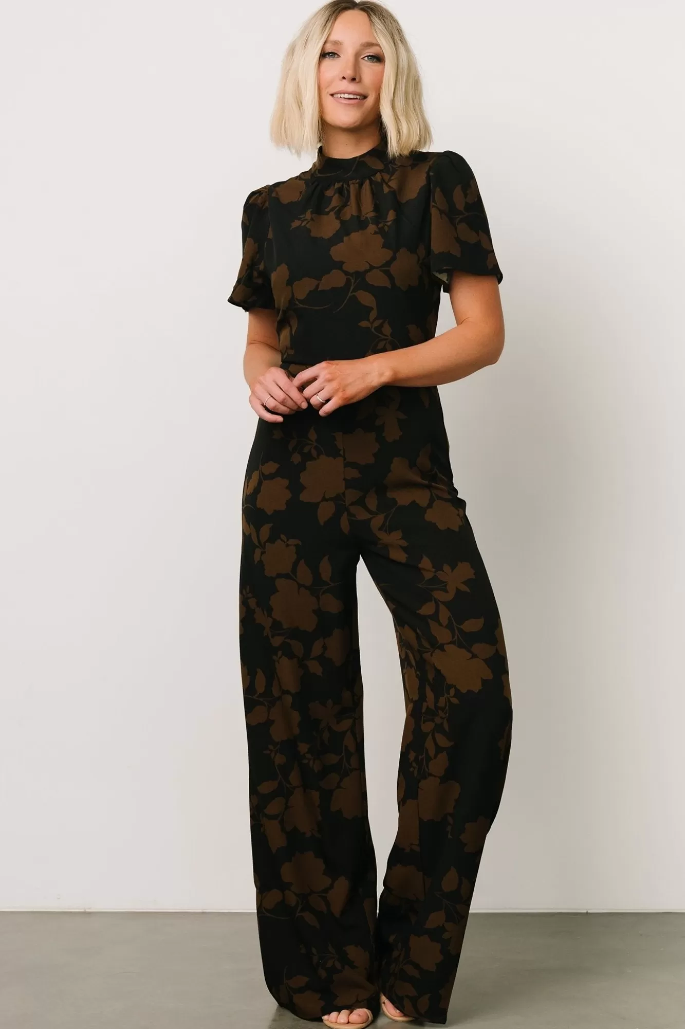 Baltic Born Guest Dresses | Wedding Guest | Langham Mock Neck Jumpsuit | Espresso Print