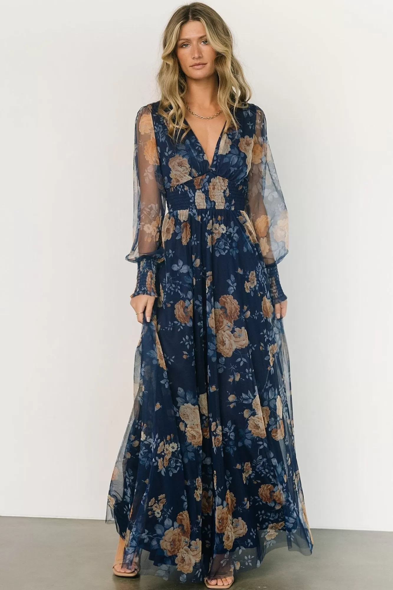 Baltic Born Maxi Dresses | Maxi Dresses | Layla Tulle Maxi Dress | Blue + Golden Floral