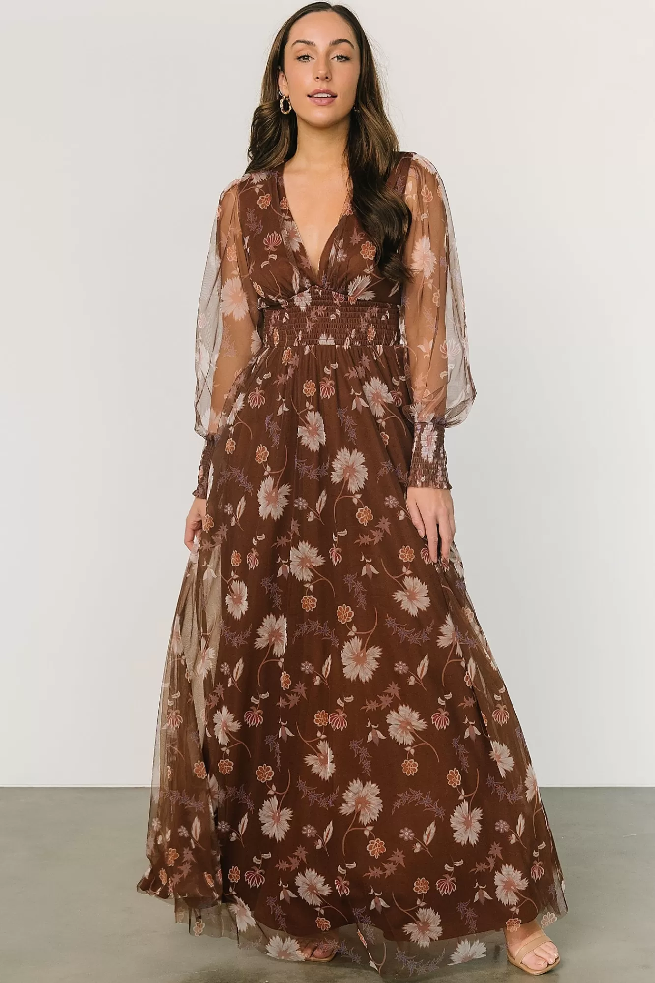 Baltic Born Maxi Dresses | Maxi Dresses | Layla Tulle Maxi Dress | Chestnut Floral