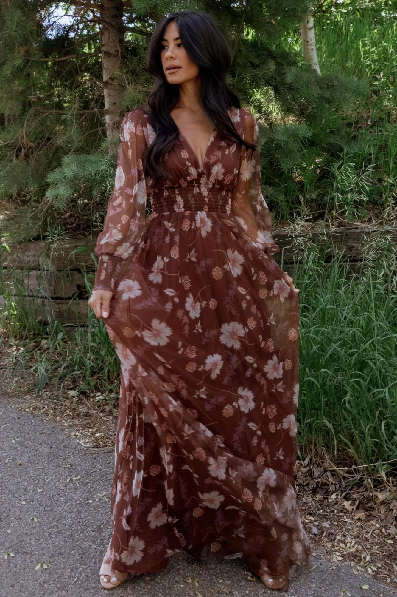 Baltic Born Maxi Dresses | Maxi Dresses | Layla Tulle Maxi Dress | Chestnut Floral