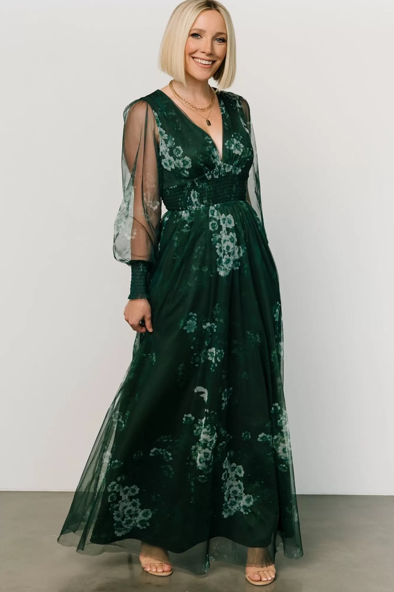 Baltic Born Maxi Dresses | Maxi Dresses | Layla Tulle Maxi Dress | Dark Green Multi