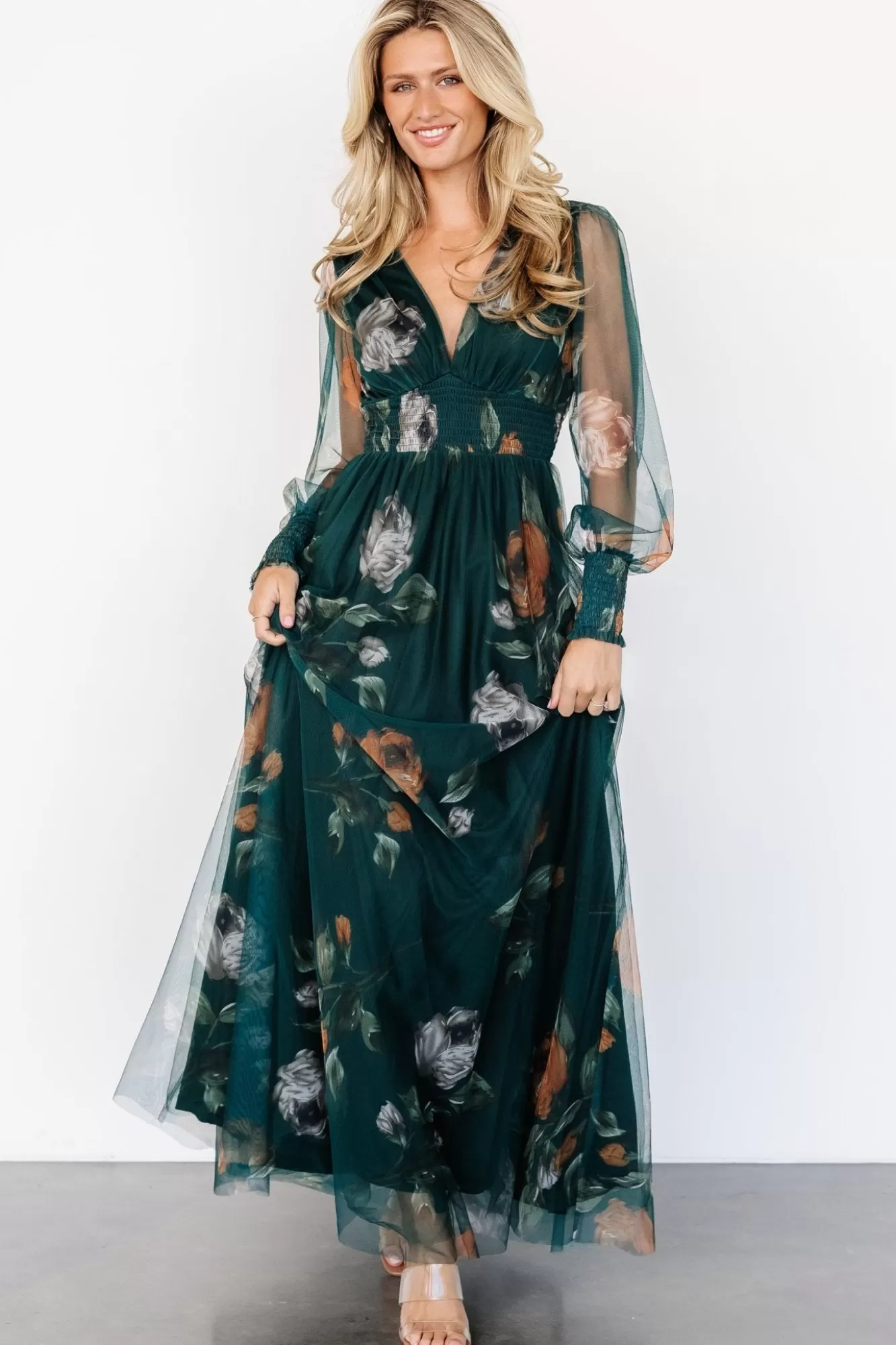 Baltic Born Maxi Dresses | Maxi Dresses | Layla Tulle Maxi Dress | Deep Topaz Floral