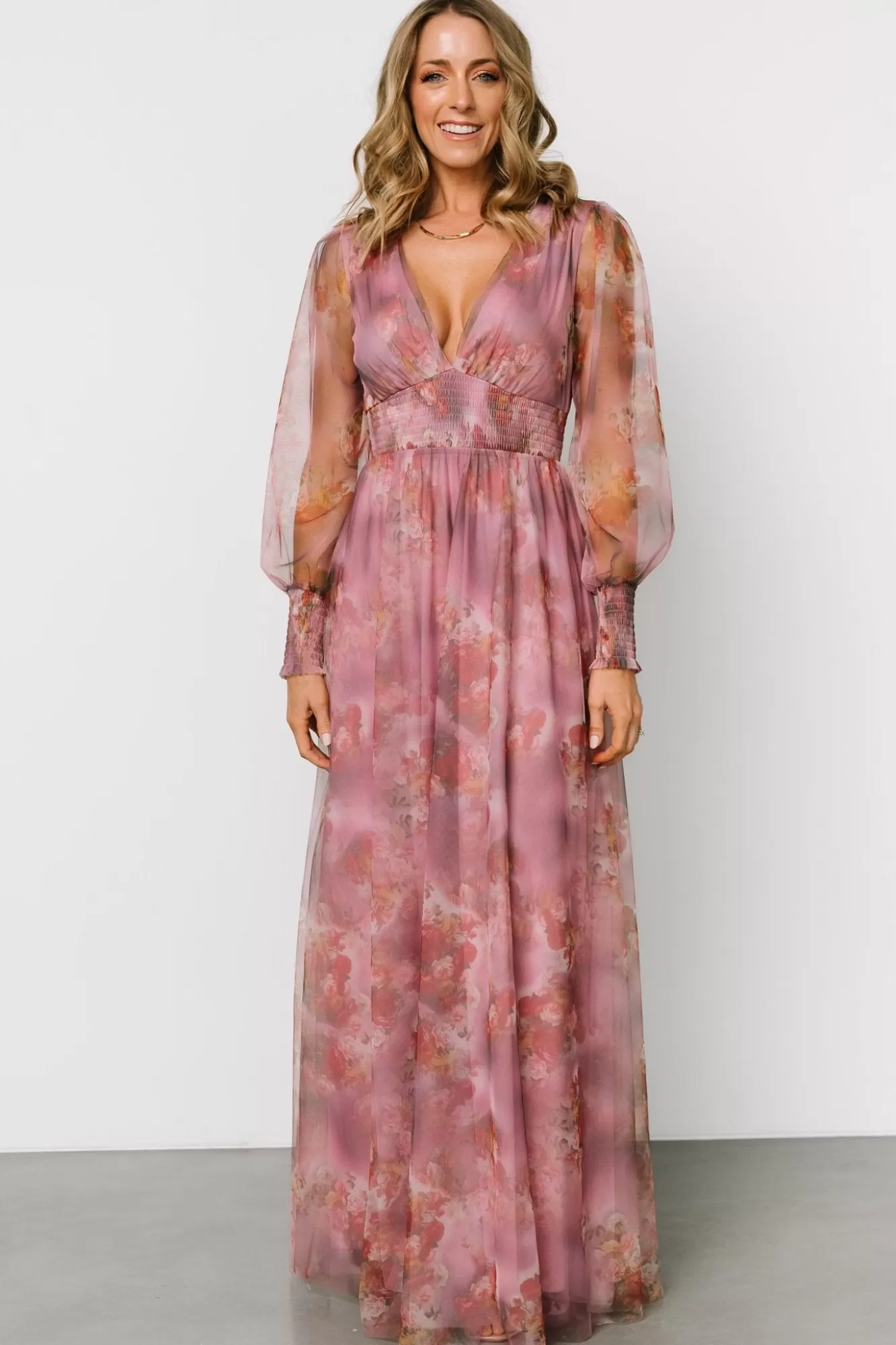 Baltic Born Maxi Dresses | Maxi Dresses | Layla Tulle Maxi Dress | Dusty Orchid Floral