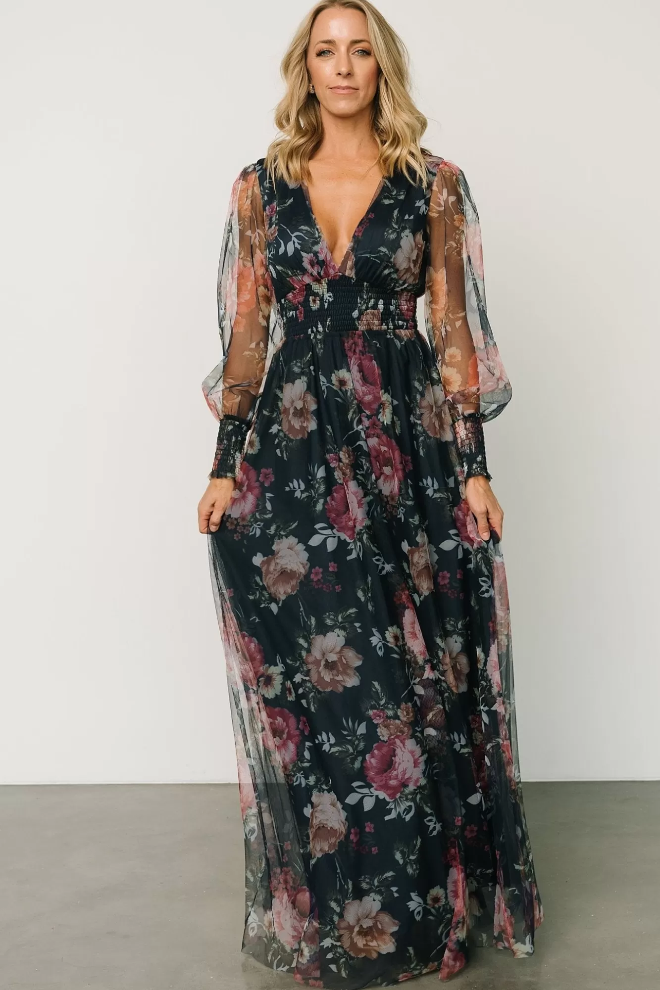 Baltic Born Maxi Dresses | Maxi Dresses | Layla Tulle Maxi Dress | Garden Navy Floral